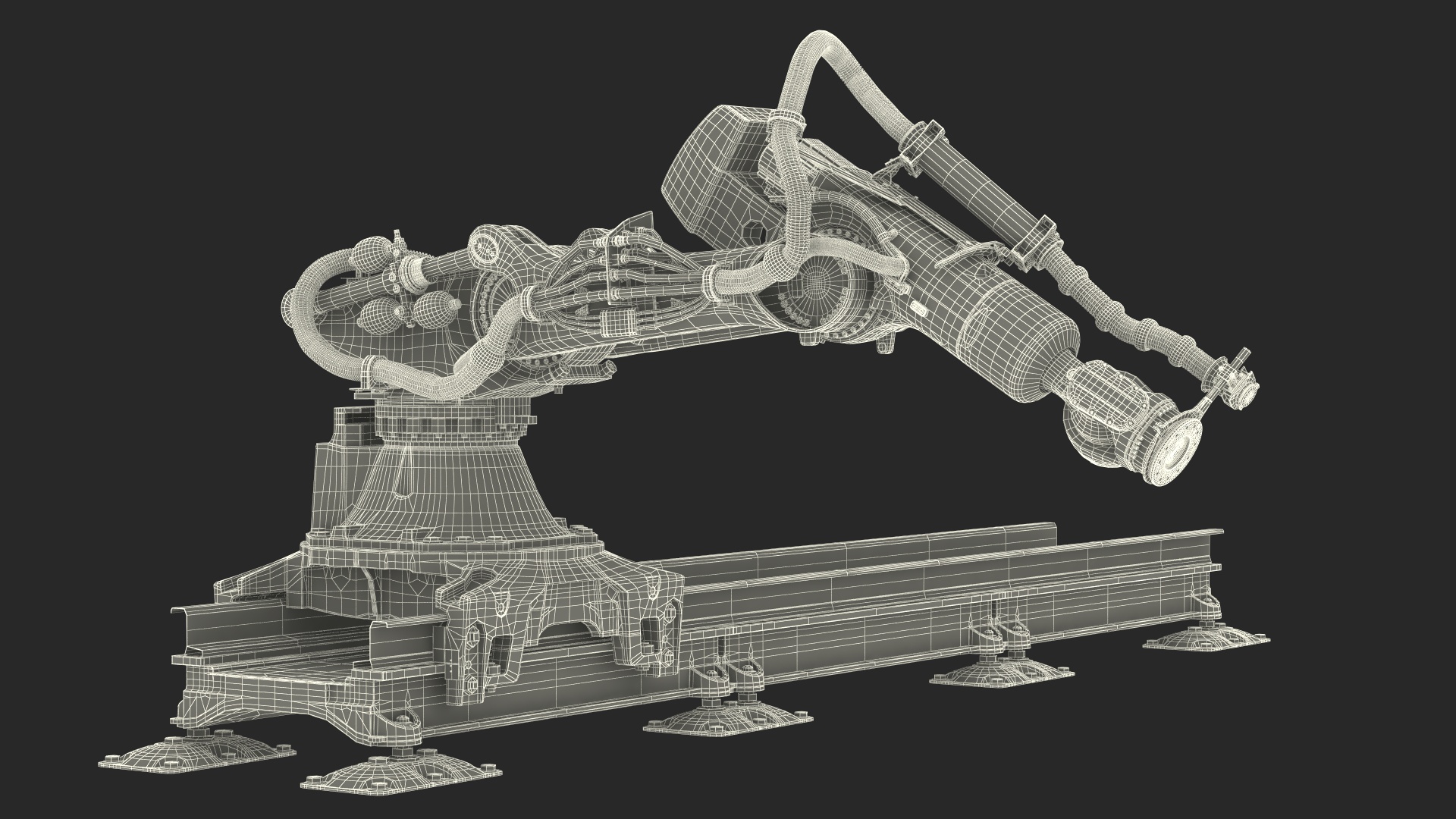 Robotic Arm Yellow on Rails Rigged 3D model