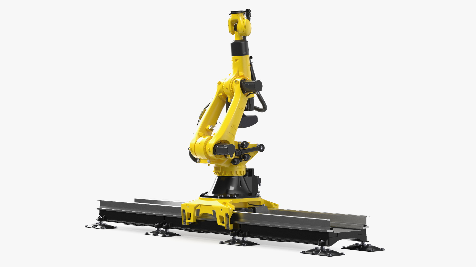 Robotic Arm Yellow on Rails Rigged 3D model