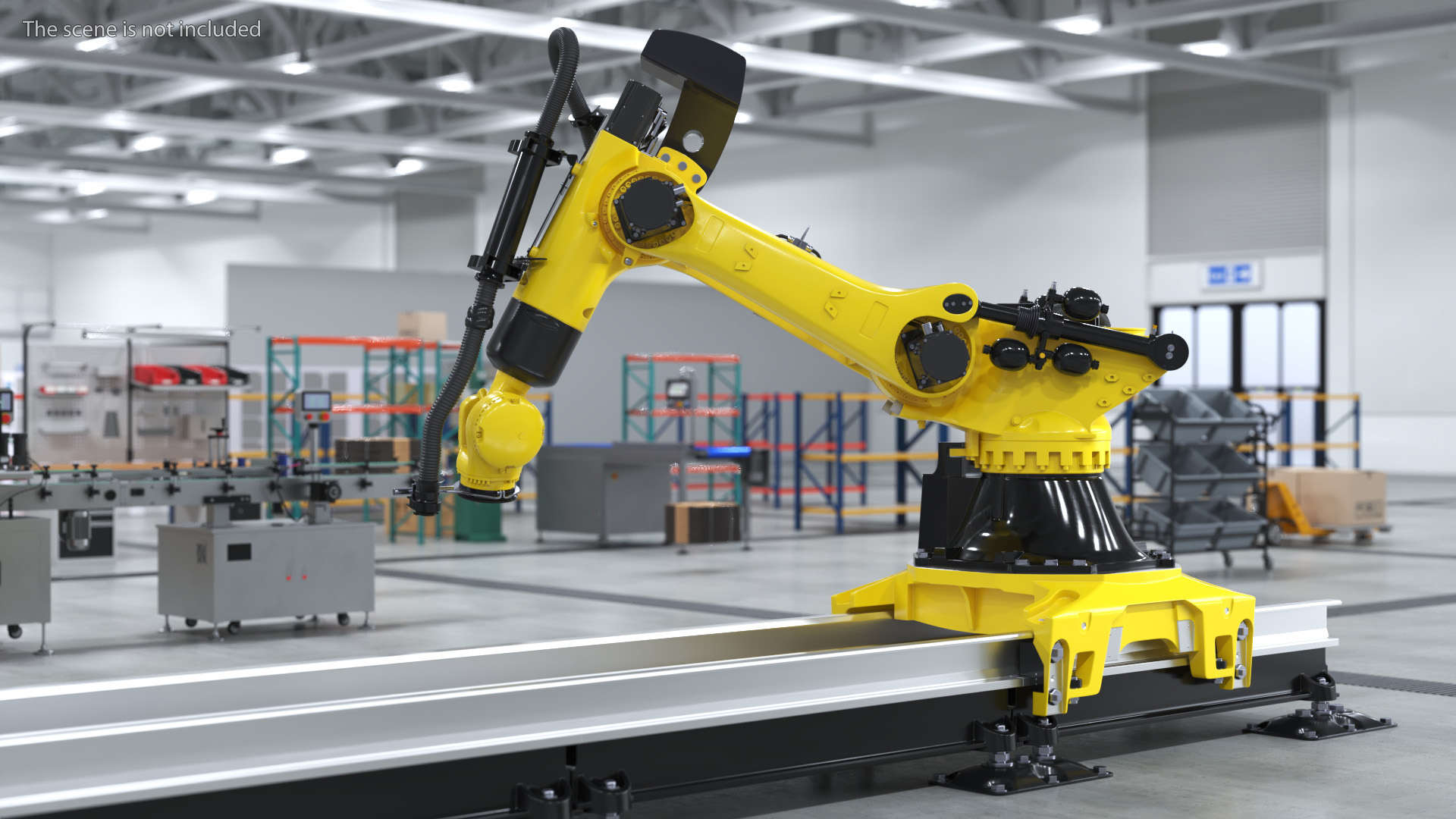 Robotic Arm Yellow on Rails Rigged 3D model