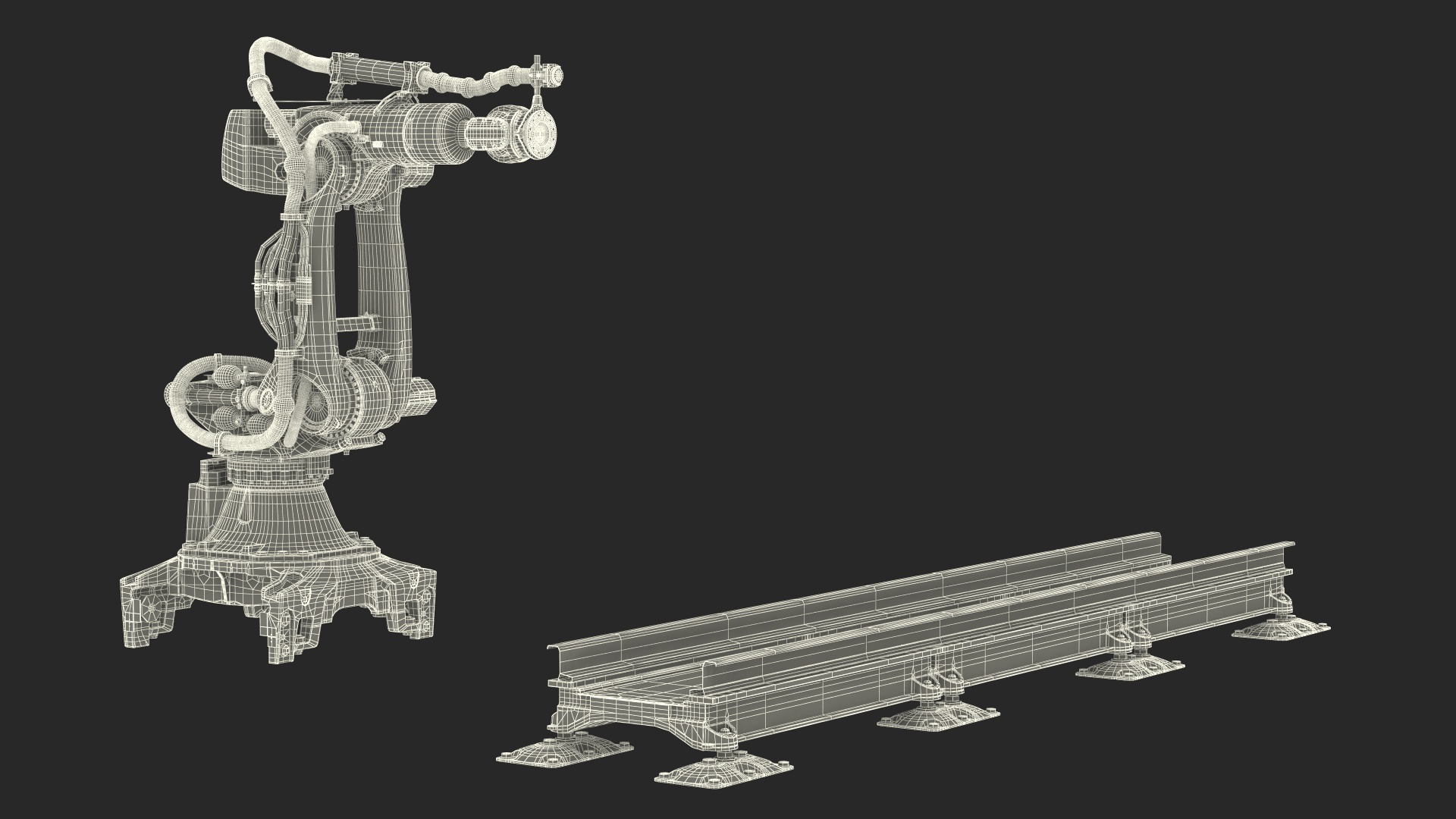 Robotic Arm Yellow on Rails Rigged 3D model