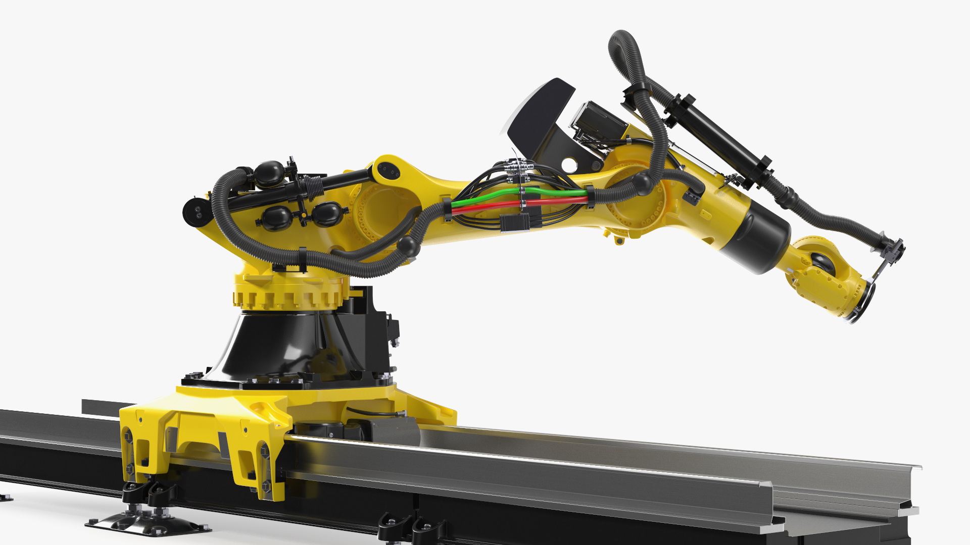 Robotic Arm Yellow on Rails Rigged 3D model