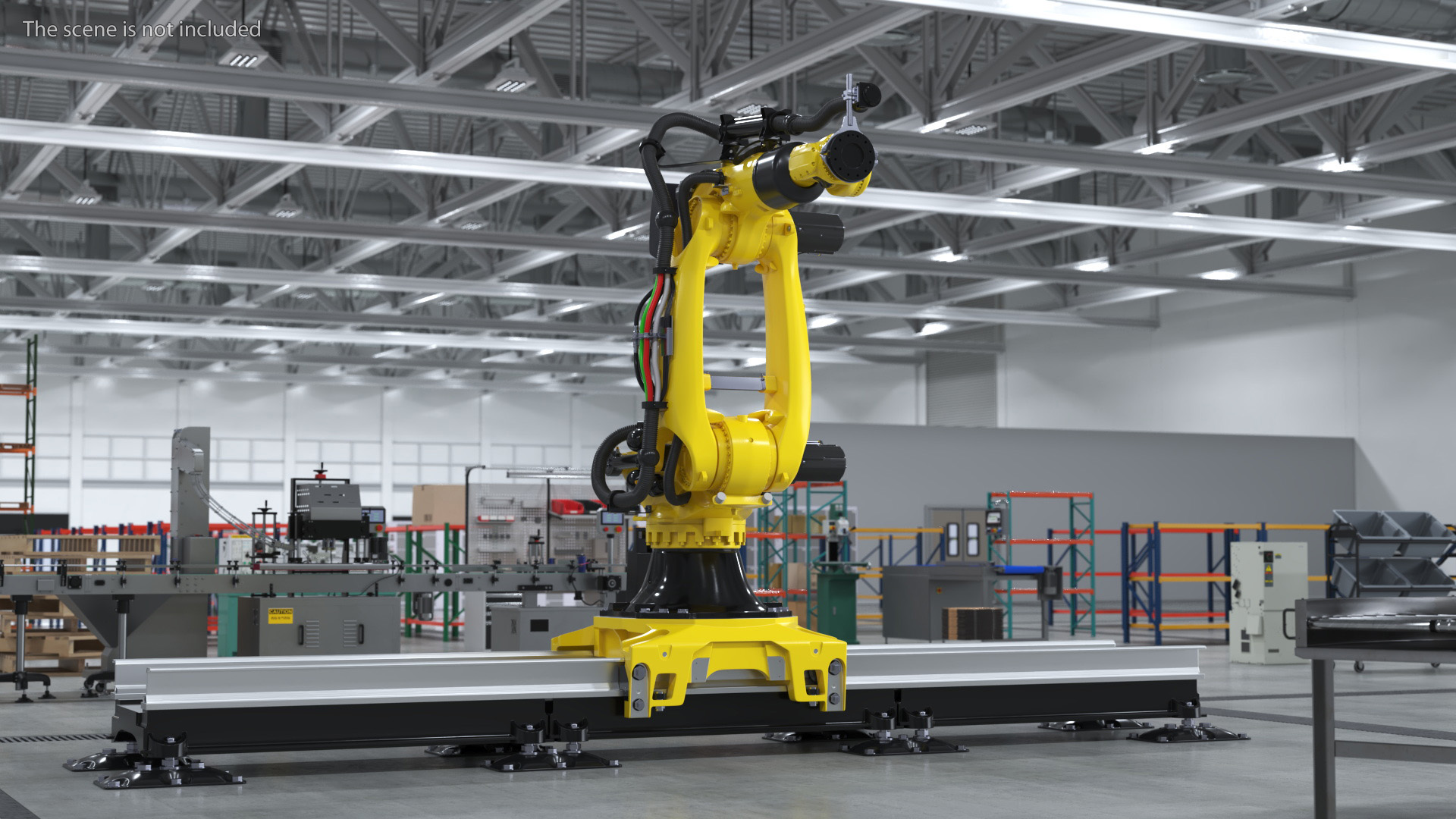 Robotic Arm Yellow on Rails Rigged 3D model