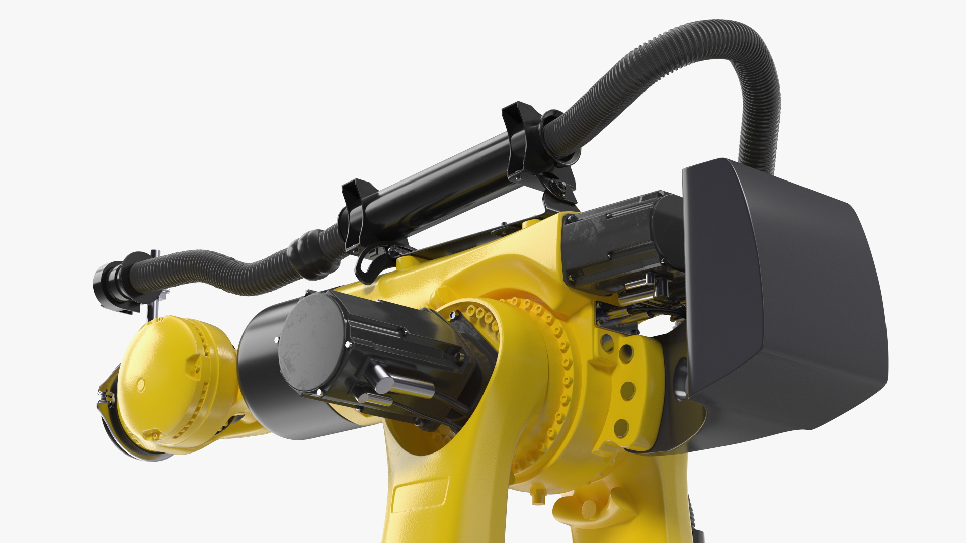 Robotic Arm Yellow on Rails Rigged 3D model