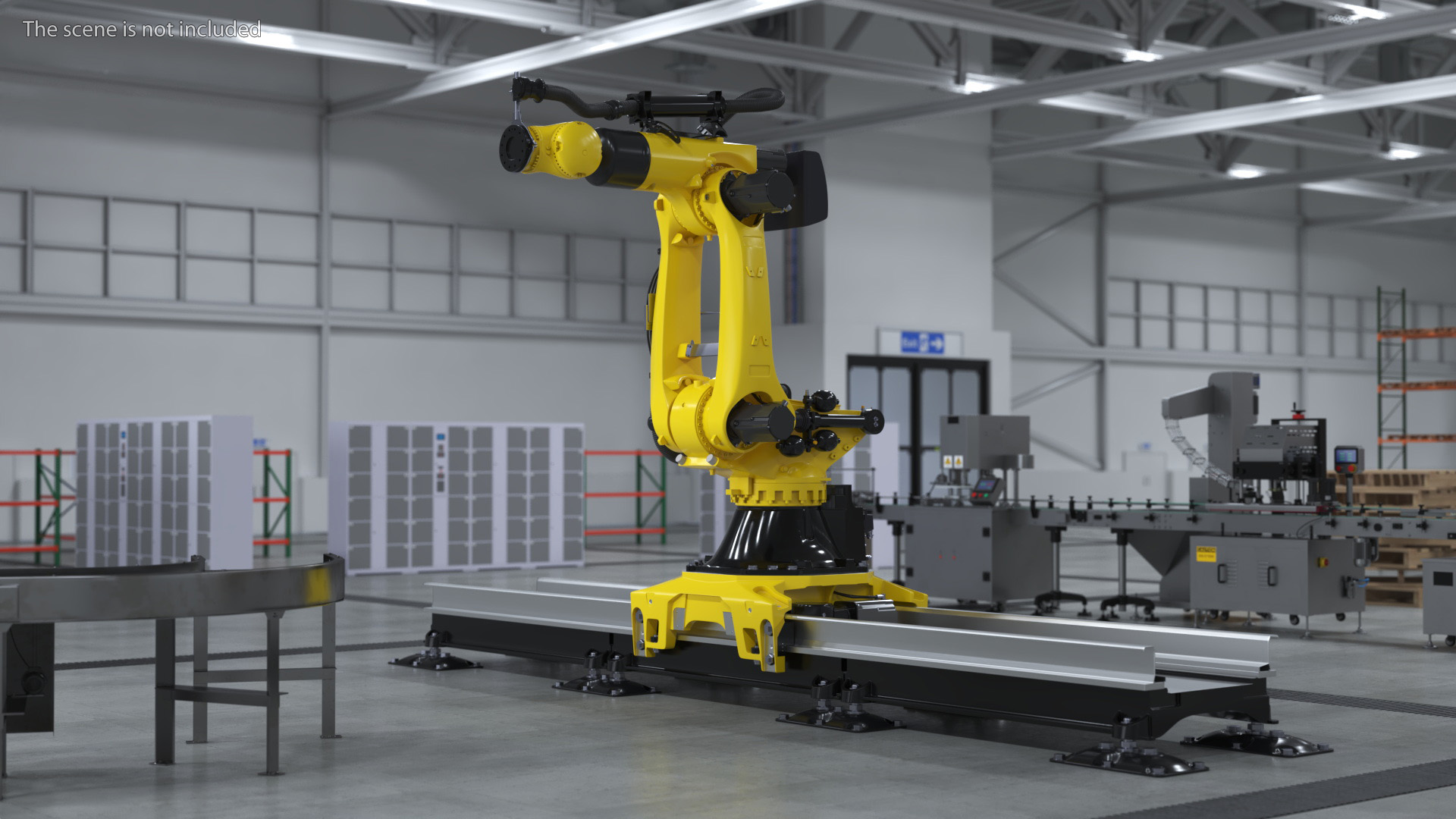 Robotic Arm Yellow on Rails Rigged 3D model