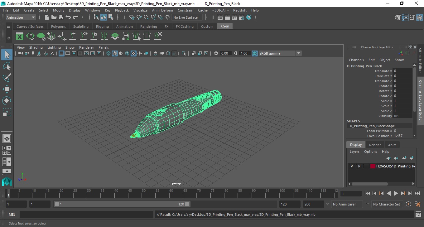 3D 3D Printing Pen Black