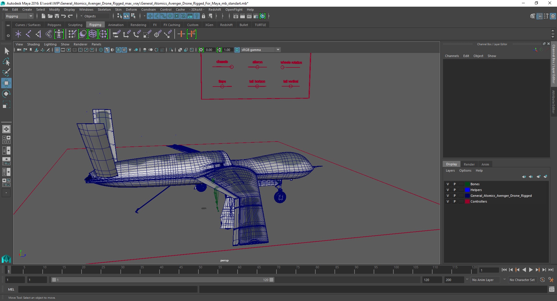 3D model General Atomics Avenger Drone Rigged for Maya