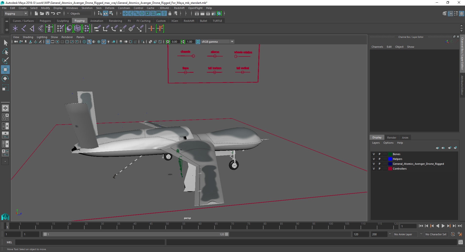 3D model General Atomics Avenger Drone Rigged for Maya