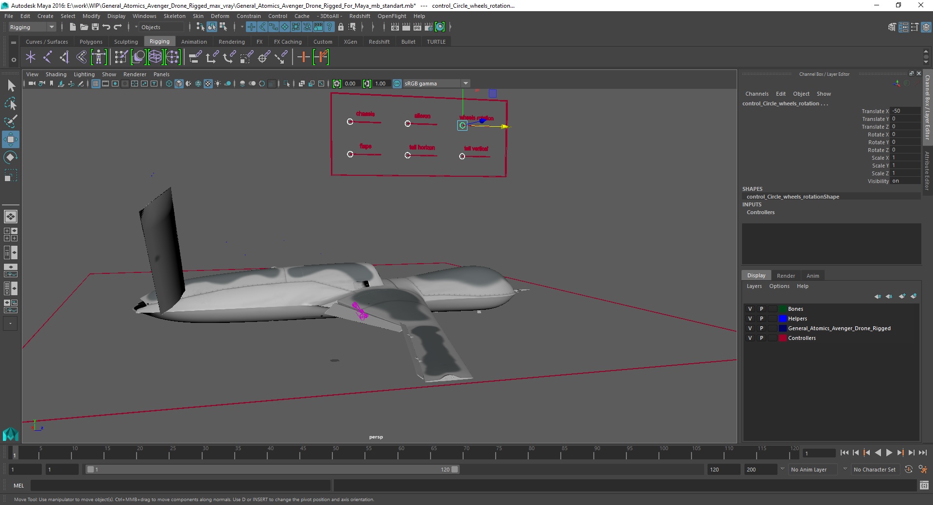 3D model General Atomics Avenger Drone Rigged for Maya