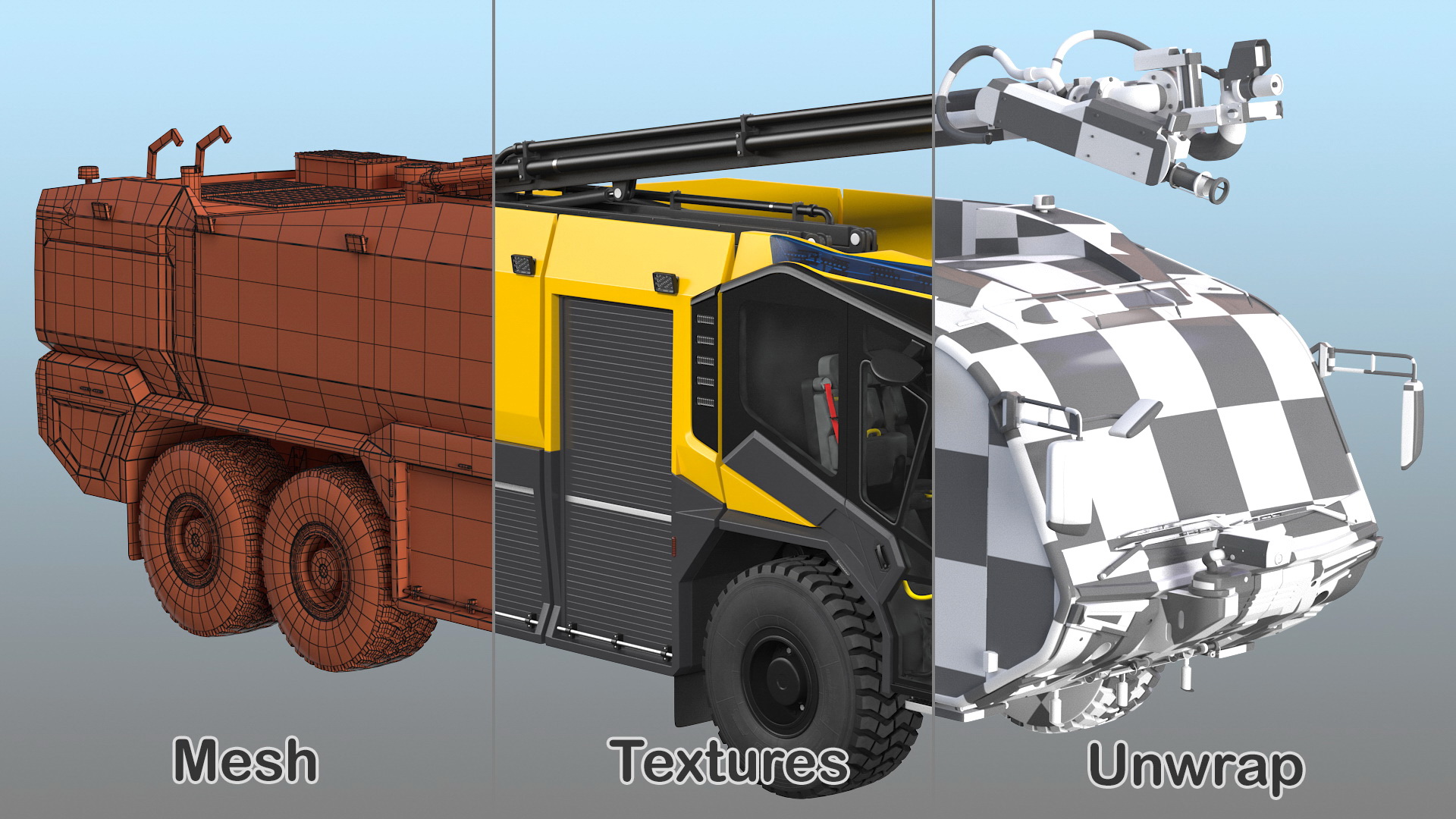 Firefighting Truck 6x6 Rigged 3D model