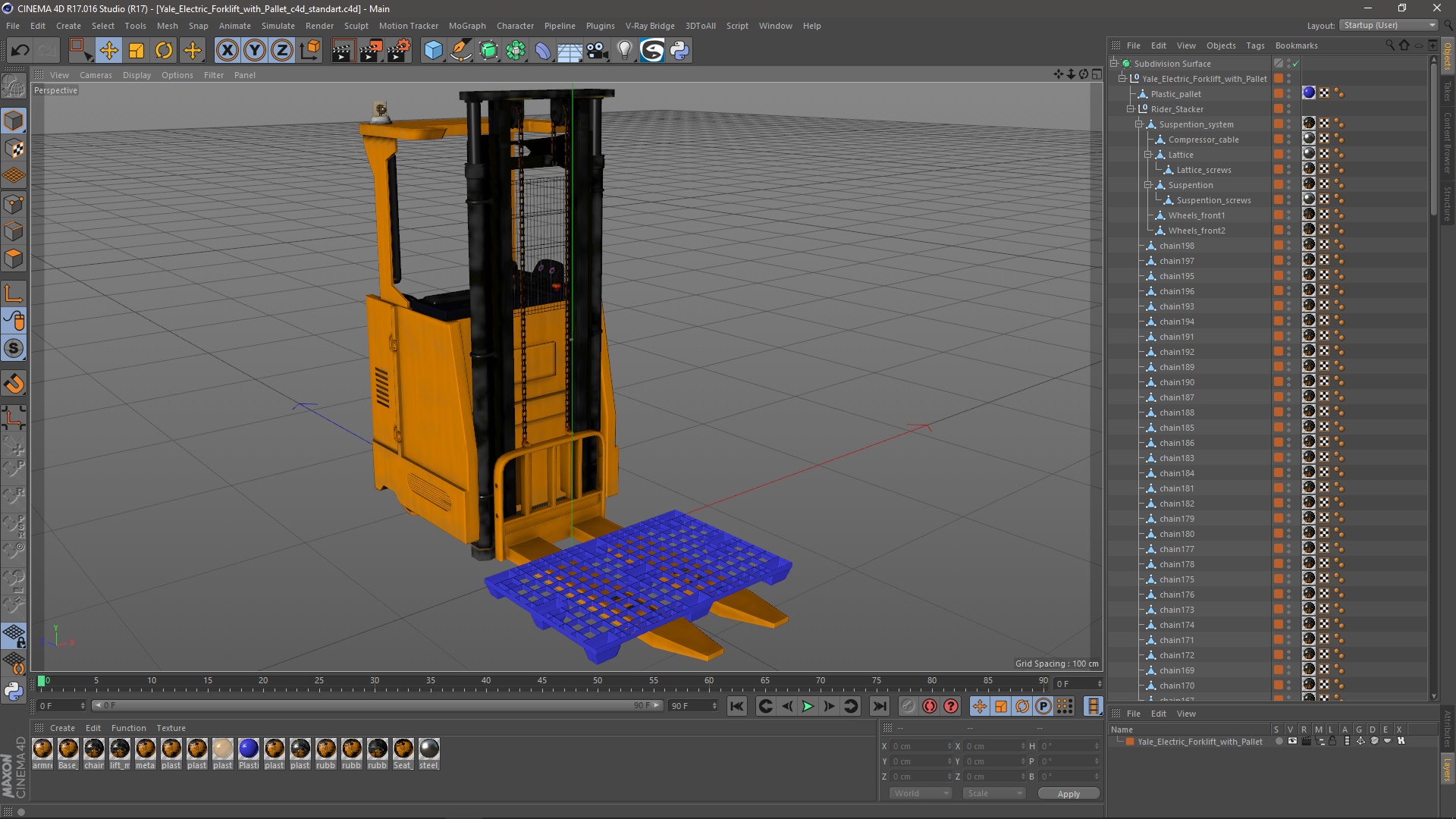 Yale Electric Forklift with Pallet 3D model