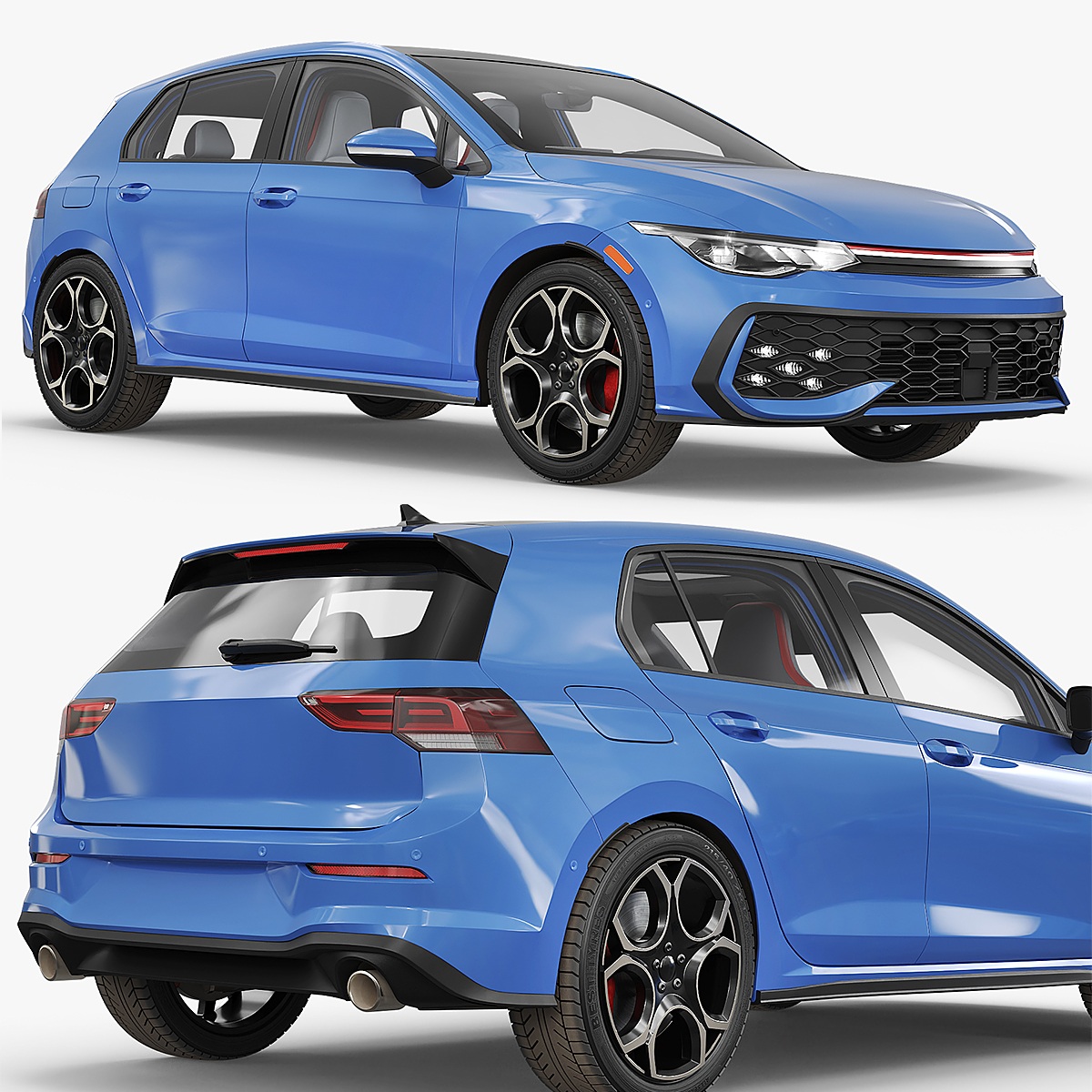 Five Door Performance Hatchback Blue Simplified