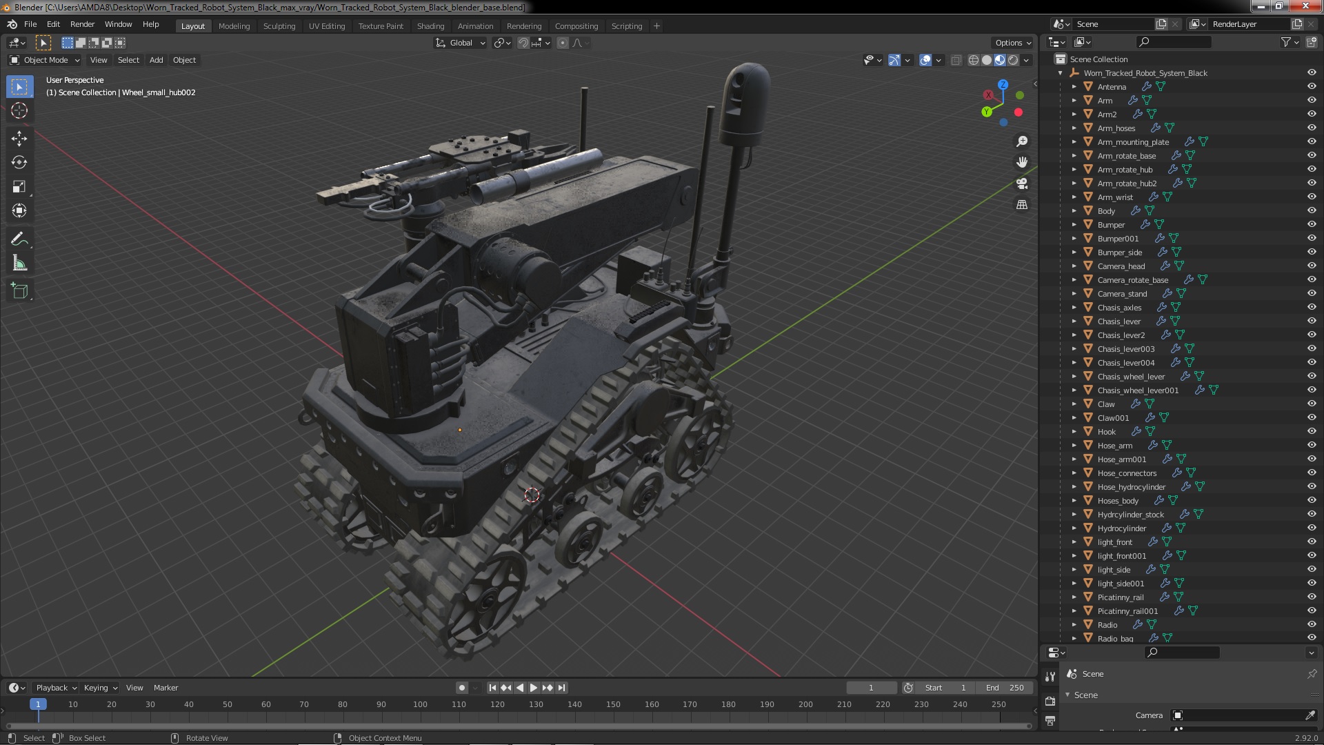 3D Worn Tracked Robot System Black