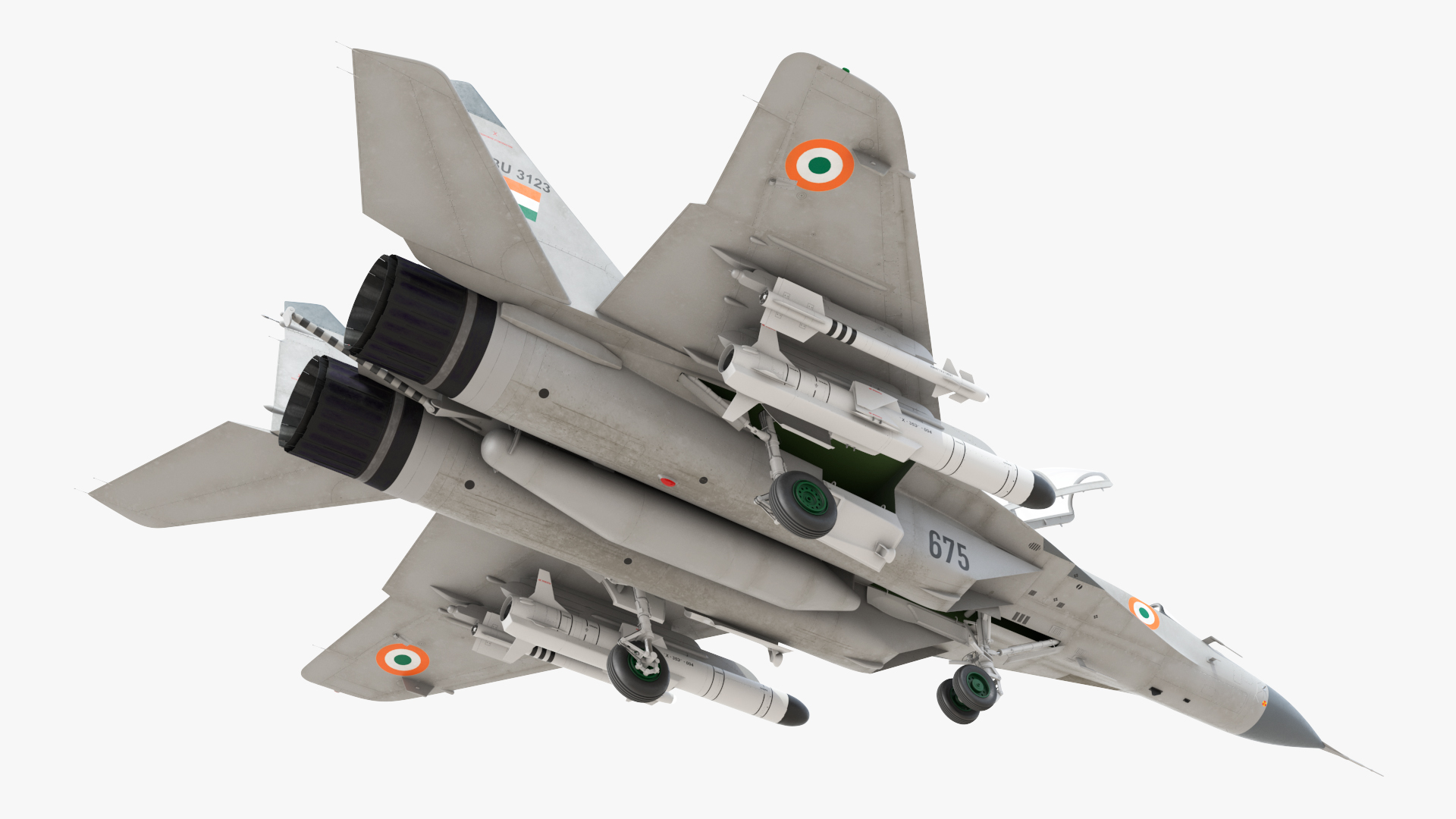 3D MiG 29 KUB Tandem Aircraft Indian with Armament Rigged for Maya model