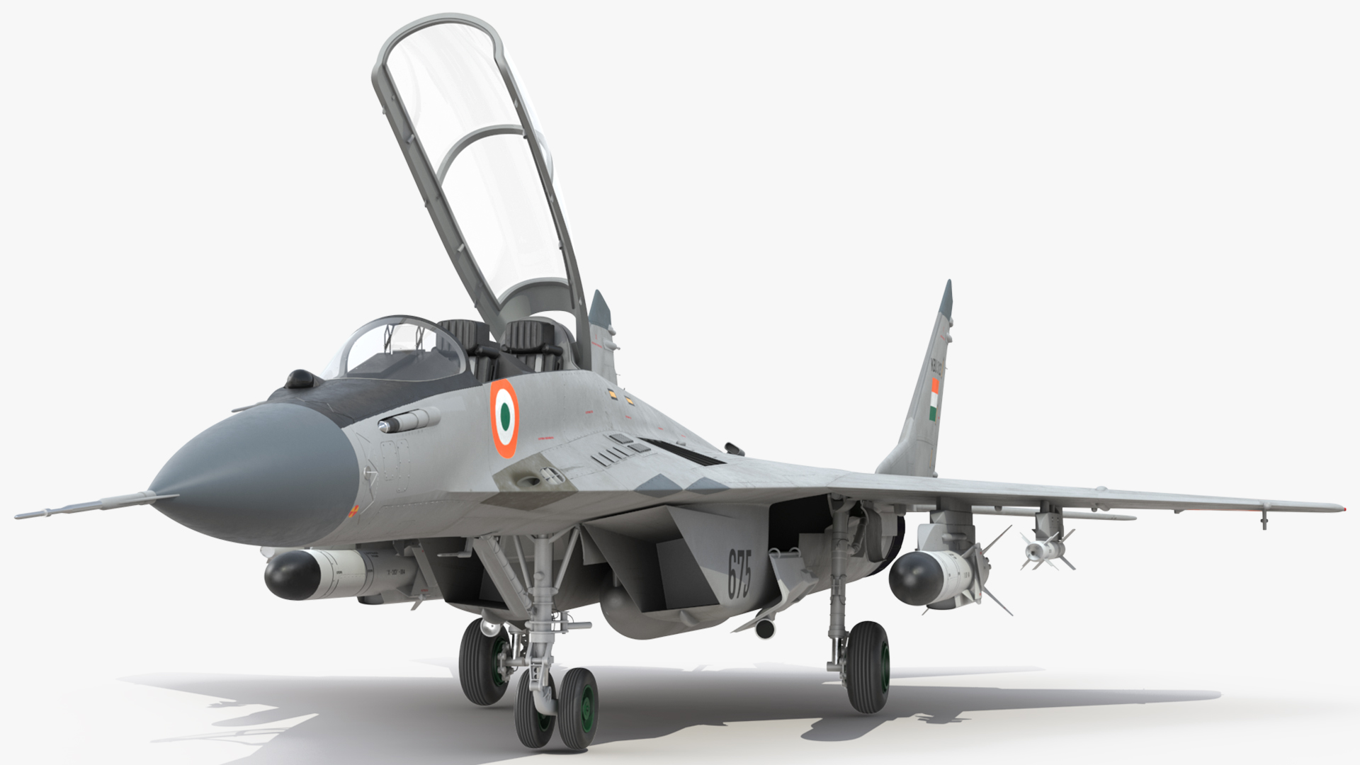 3D MiG 29 KUB Tandem Aircraft Indian with Armament Rigged for Maya model