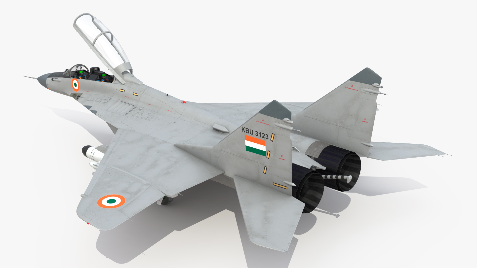 3D MiG 29 KUB Tandem Aircraft Indian with Armament Rigged for Maya model