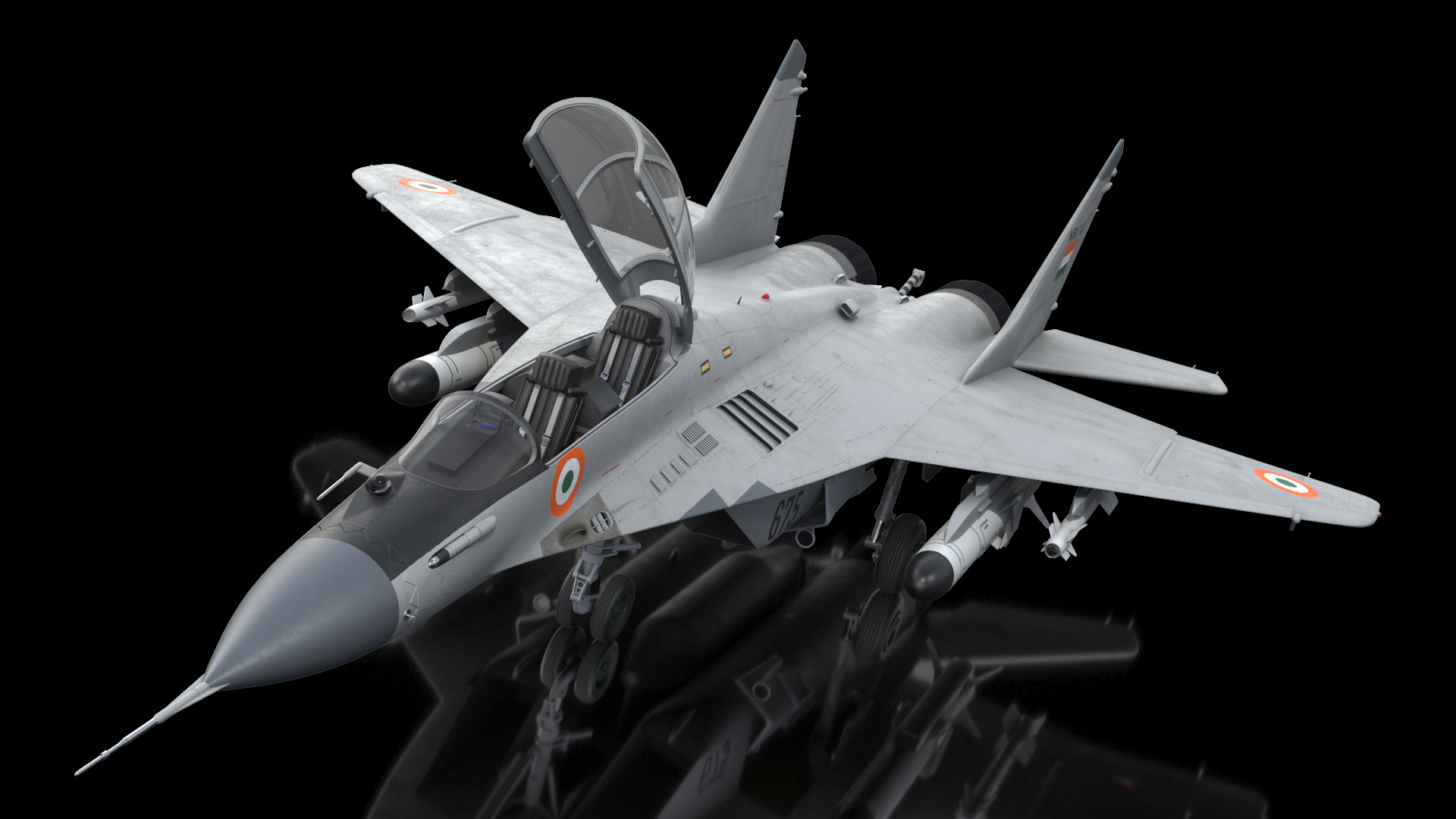 3D MiG 29 KUB Tandem Aircraft Indian with Armament Rigged for Maya model