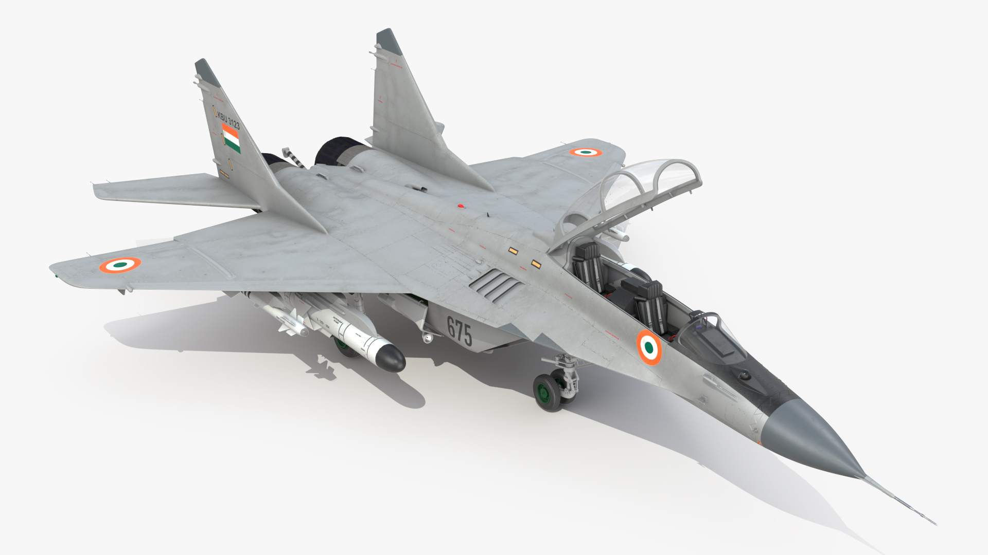 3D MiG 29 KUB Tandem Aircraft Indian with Armament Rigged for Maya model
