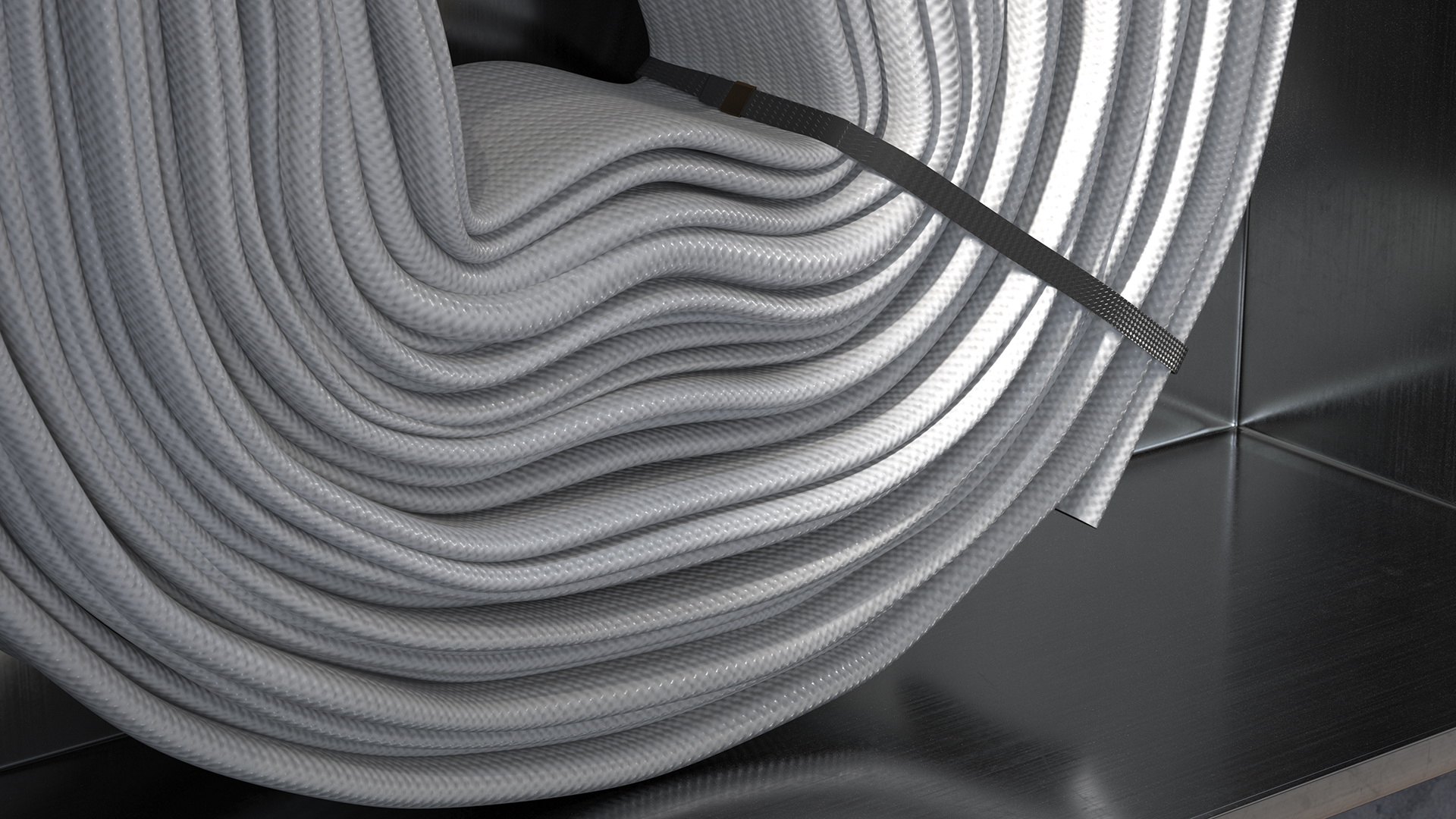 Fire Hose Reel Stainless Steel Cabinet Set 3D
