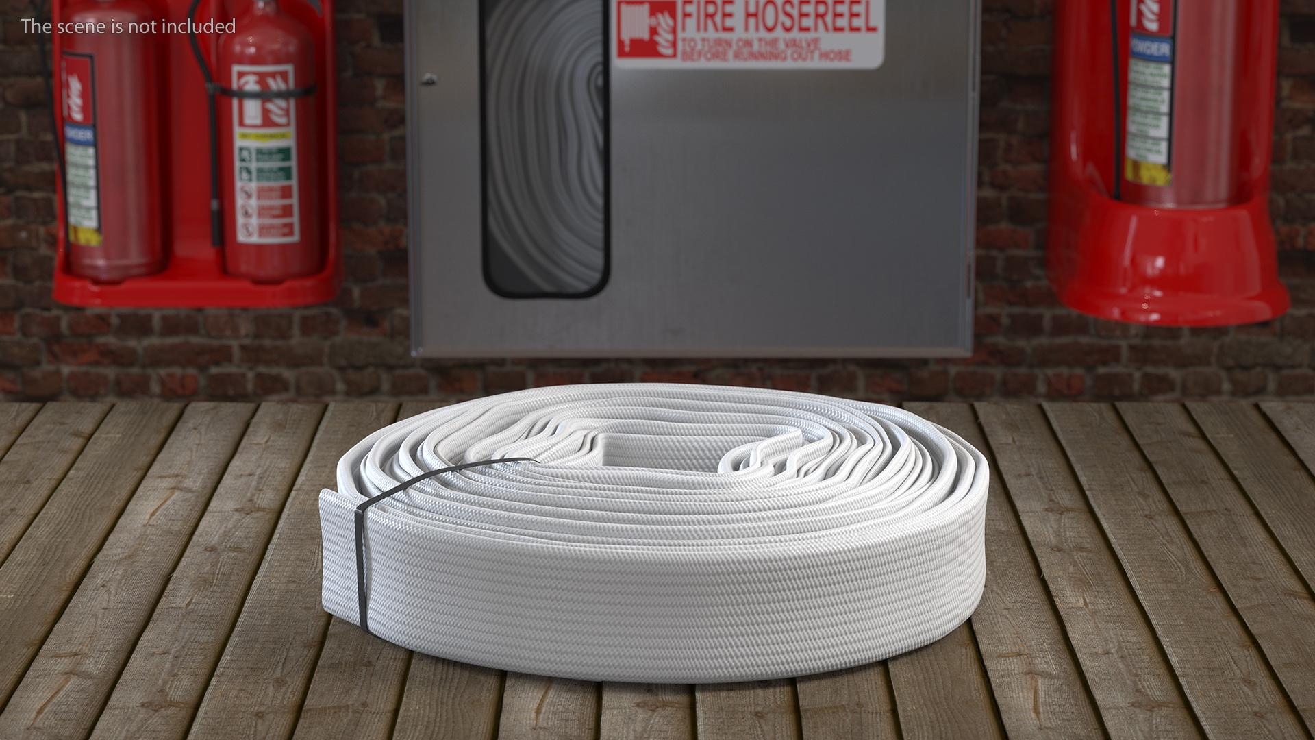 Fire Hose Reel Stainless Steel Cabinet Set 3D