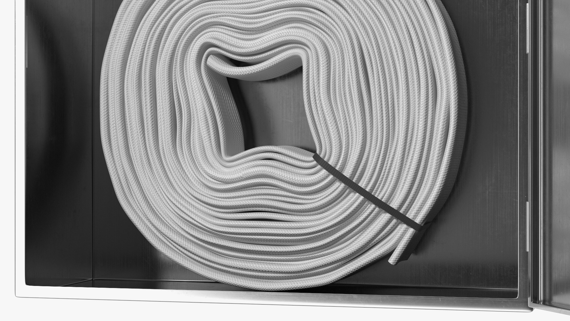 Fire Hose Reel Stainless Steel Cabinet Set 3D
