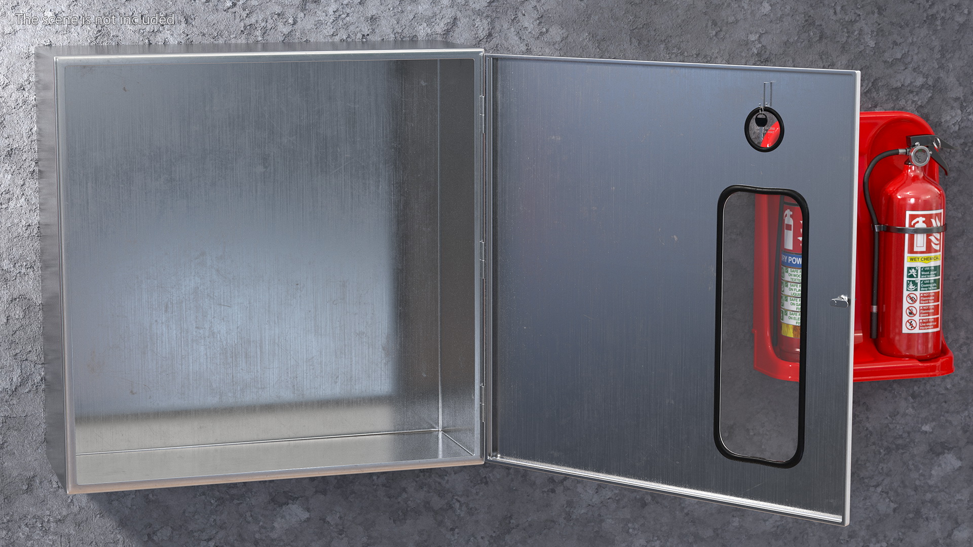 Fire Hose Reel Stainless Steel Cabinet Set 3D