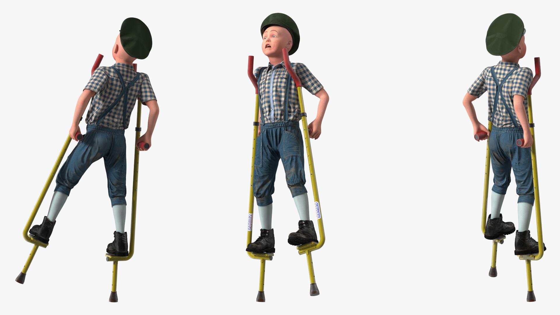 3D model Boy on Walking Stilts Fur