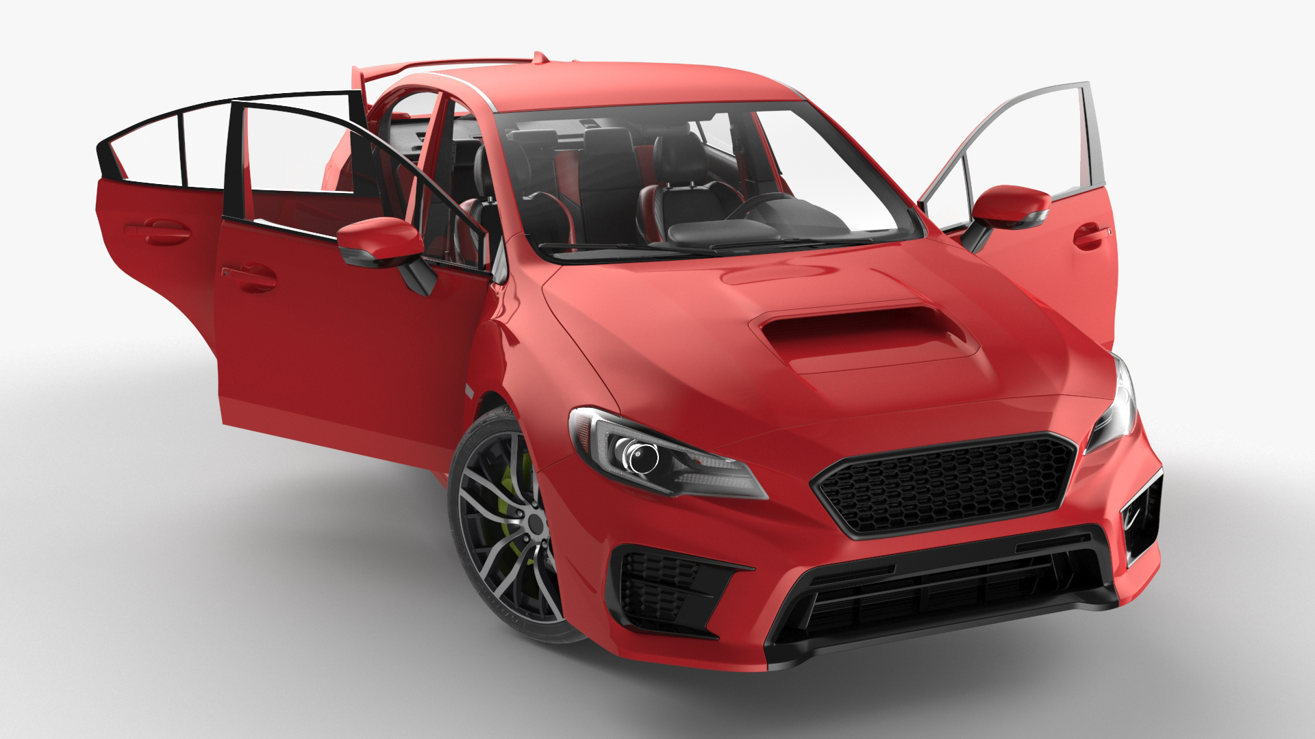 3D Sport Sedan Red Rigged for Cinema 4D