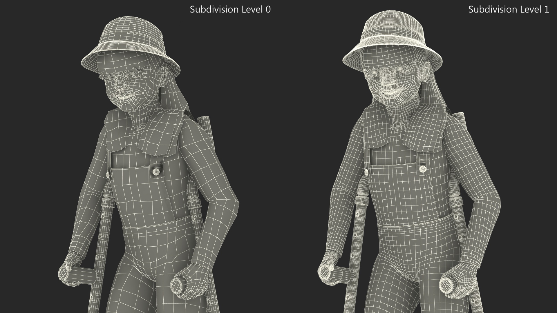 Girl on Walking Stilts 3D