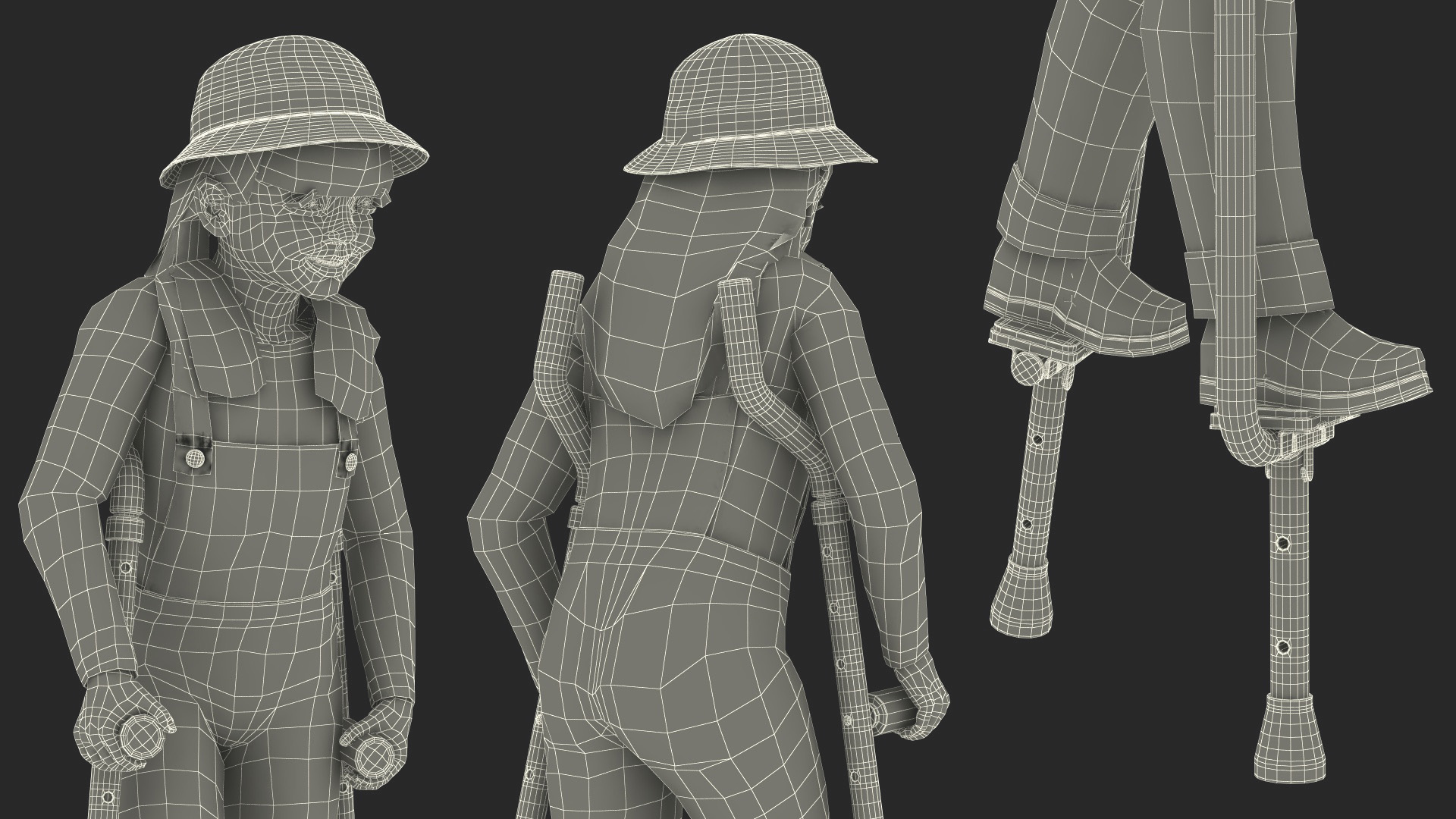 Girl on Walking Stilts 3D
