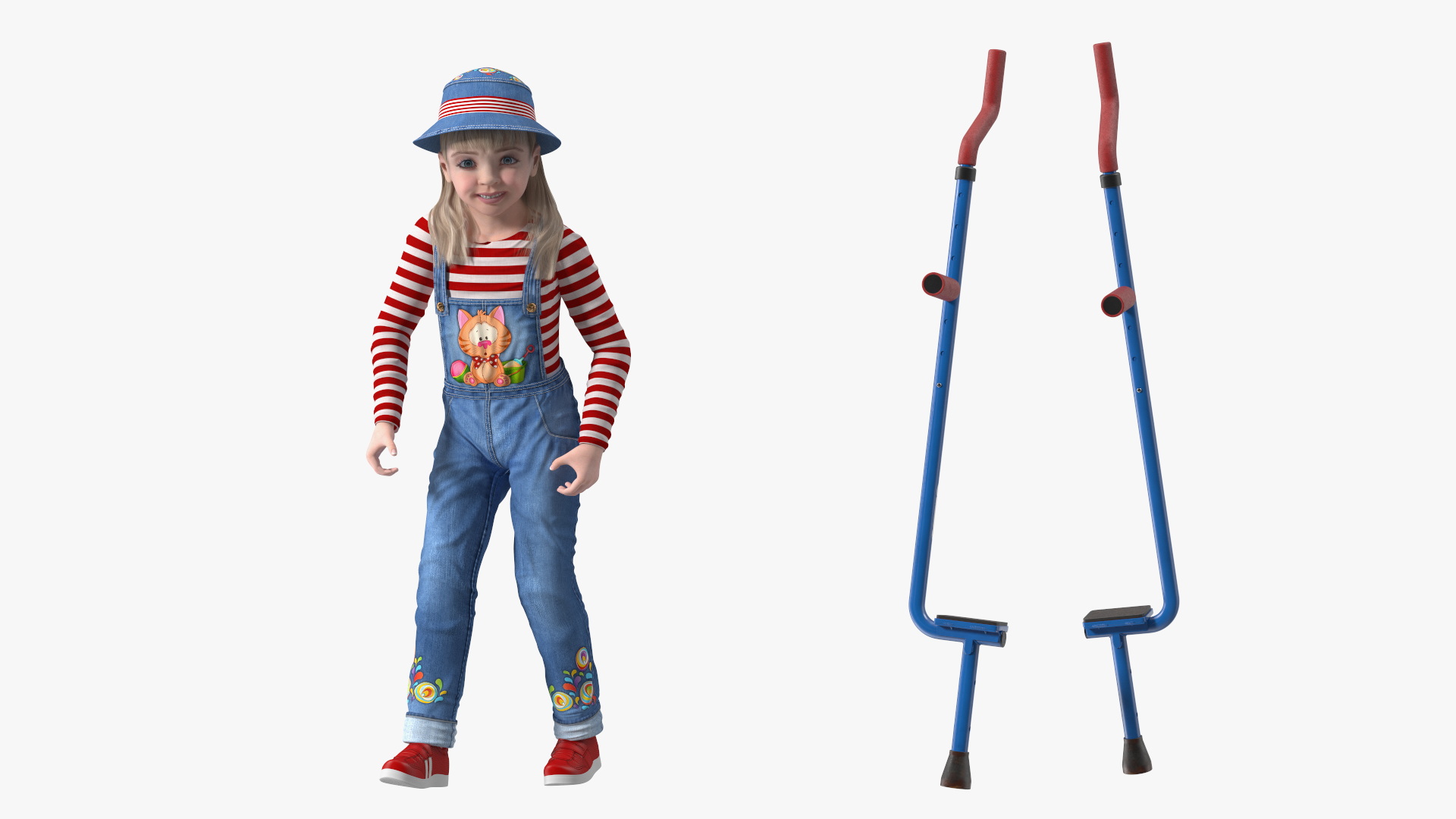 Girl on Walking Stilts 3D