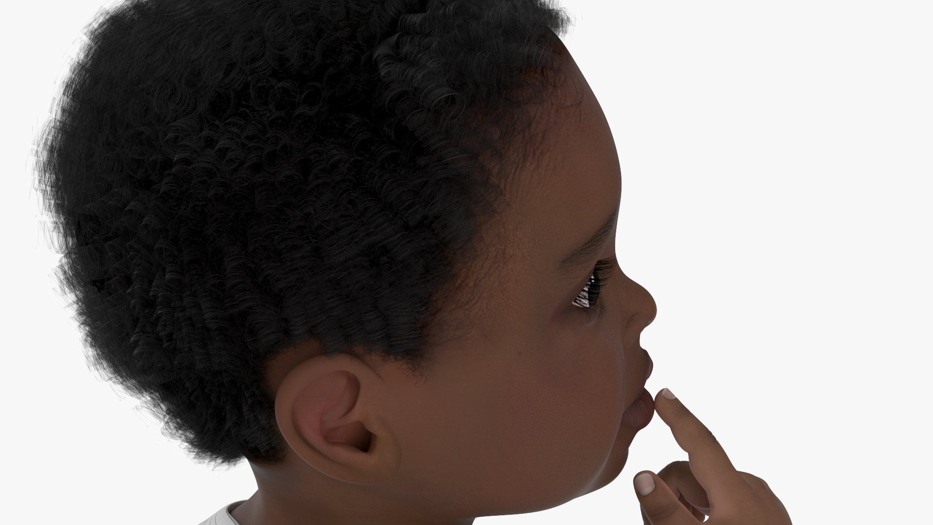 3D African Baby Boy Wearing Bodysuit Sitting