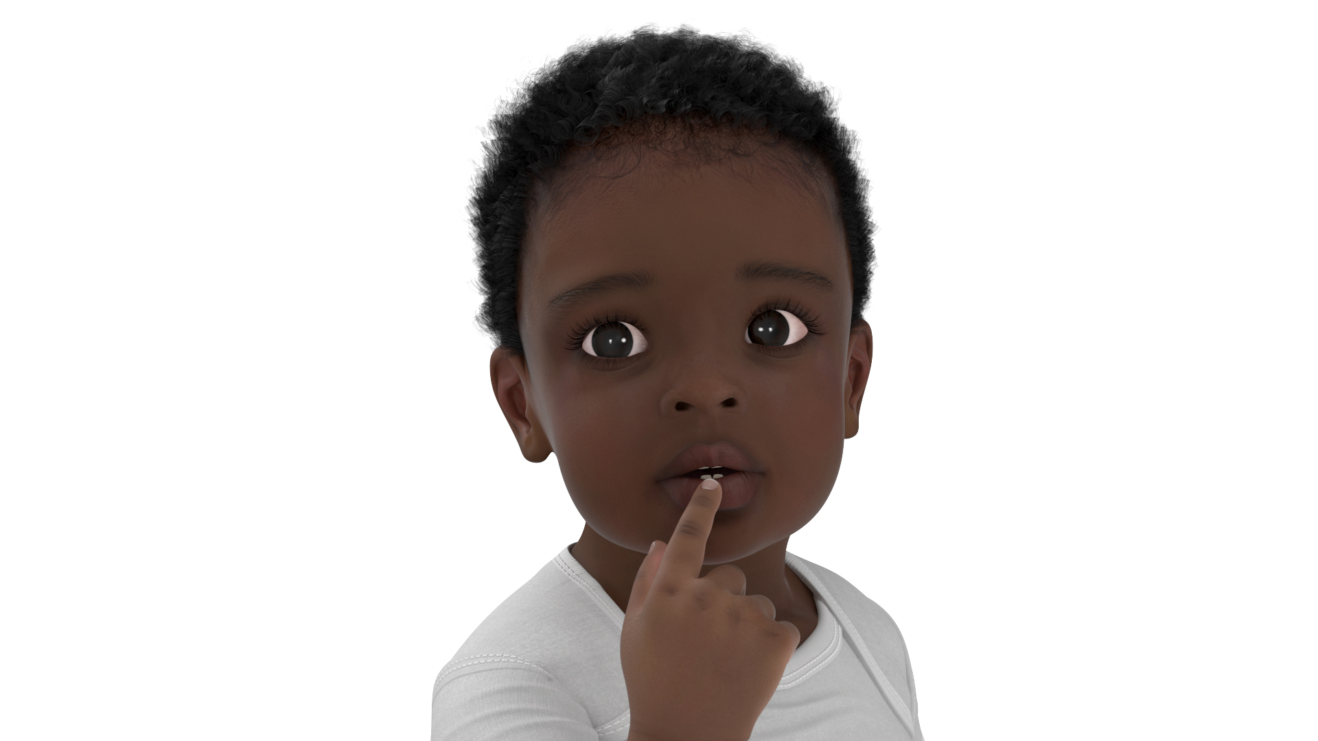 3D African Baby Boy Wearing Bodysuit Sitting