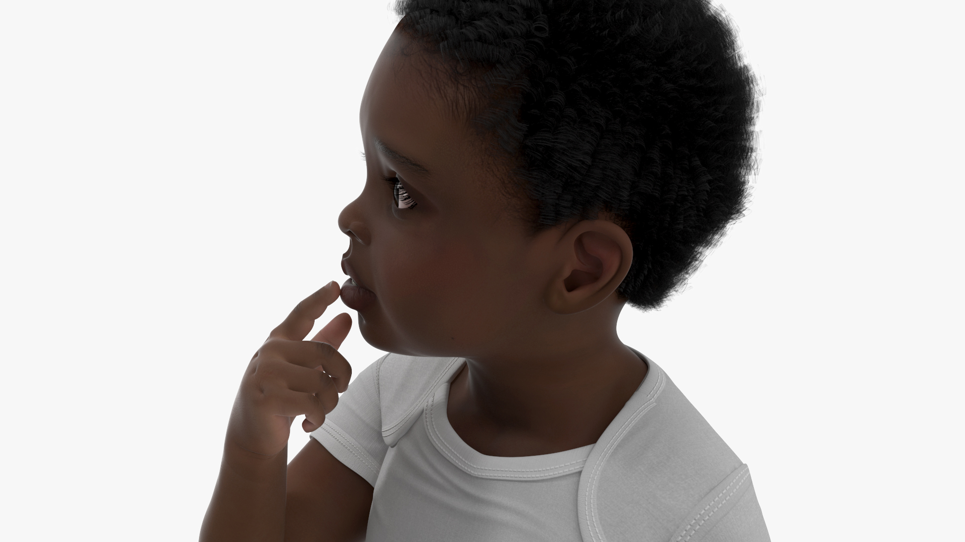 3D African Baby Boy Wearing Bodysuit Sitting