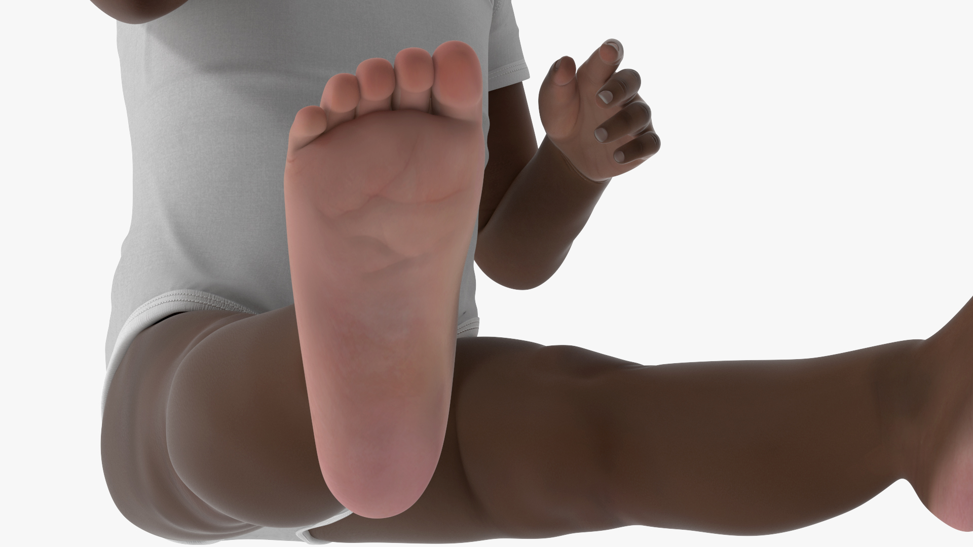 3D African Baby Boy Wearing Bodysuit Sitting