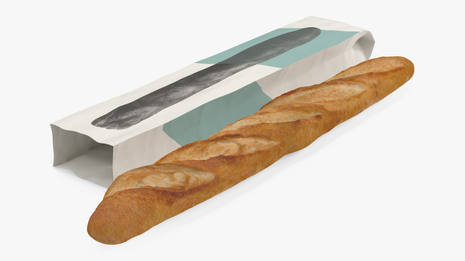 Baguette Bread Paper Bag 3D model