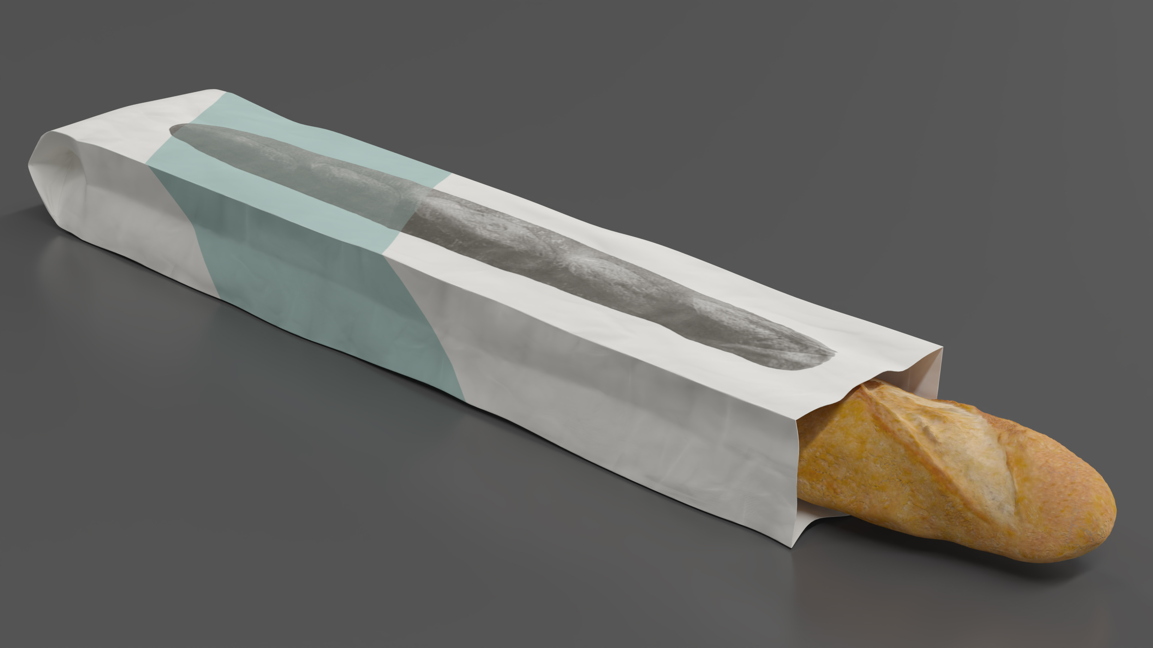 Baguette Bread Paper Bag 3D model