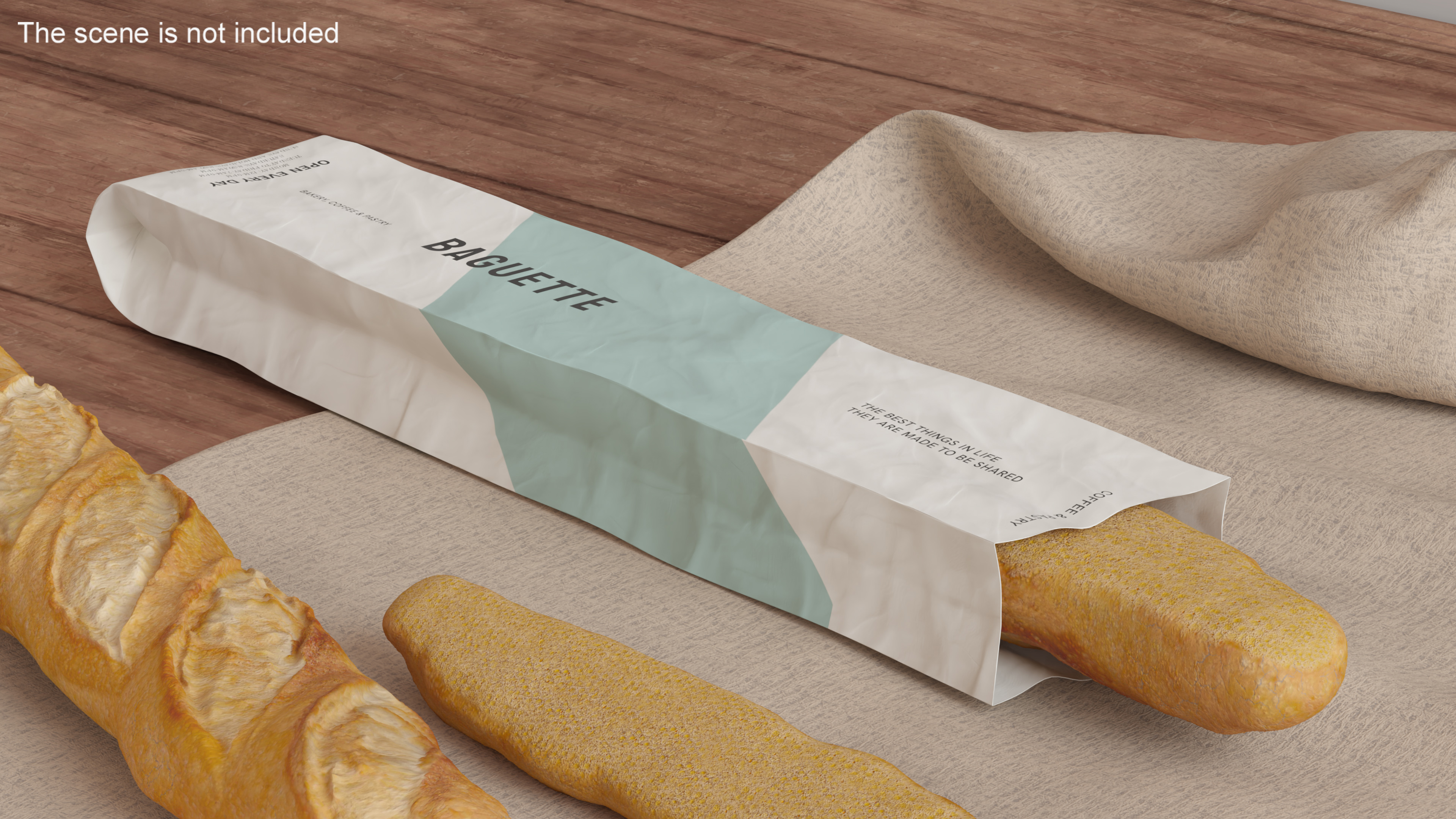 Baguette Bread Paper Bag 3D model