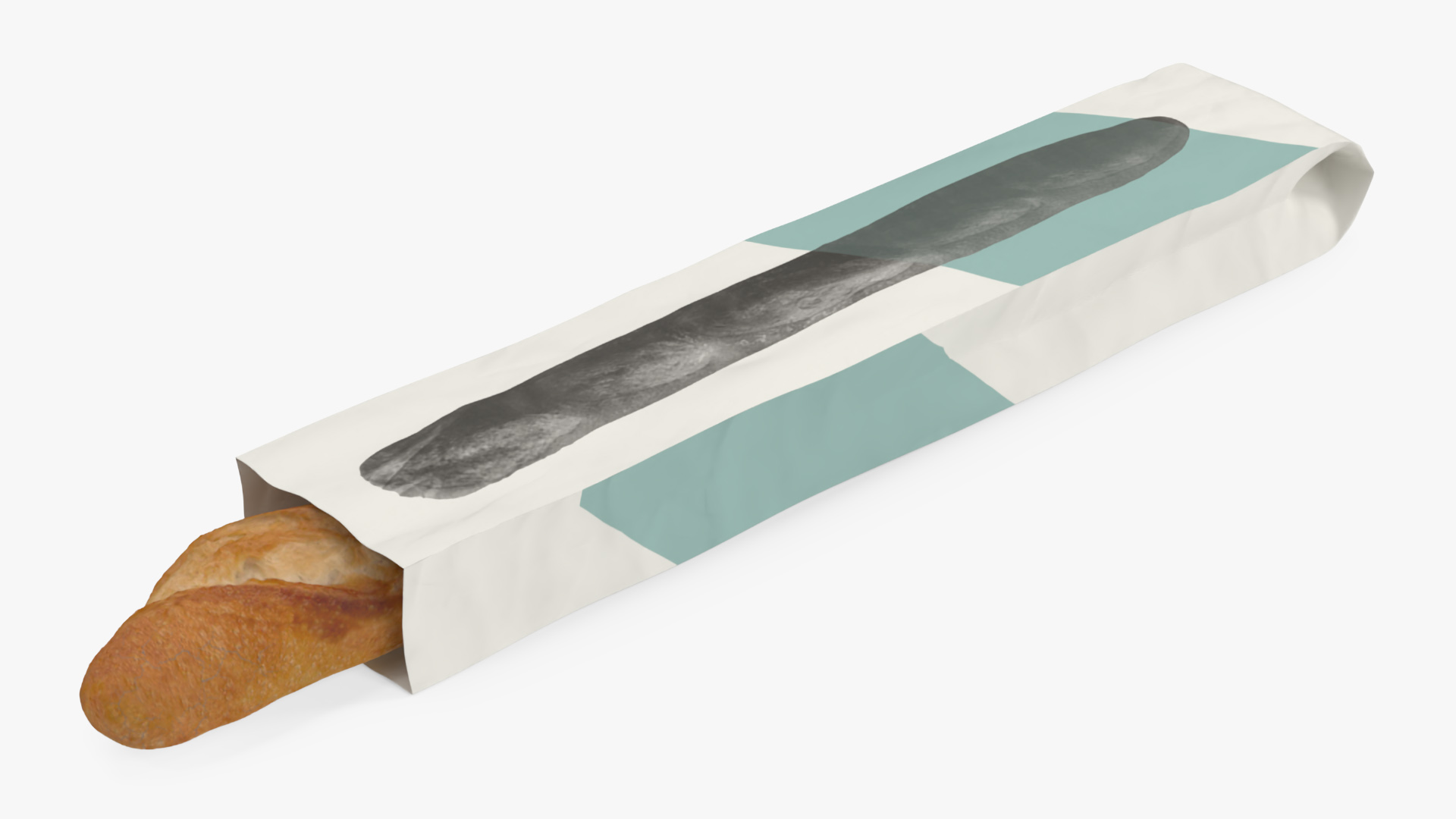 Baguette Bread Paper Bag 3D model