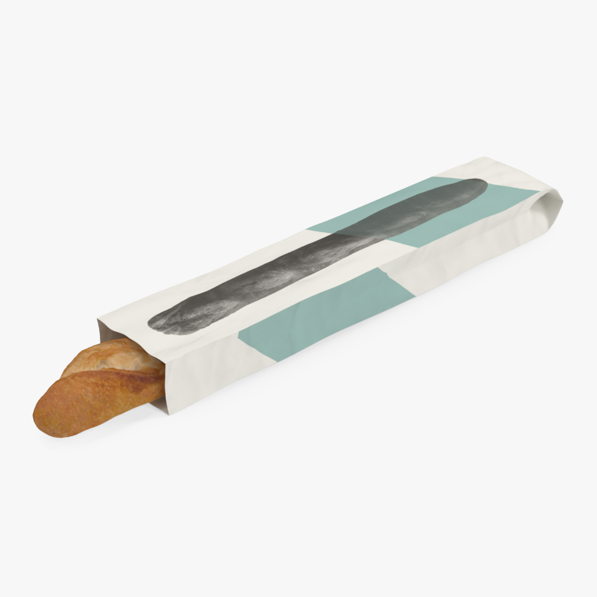 Baguette Bread Paper Bag 3D model