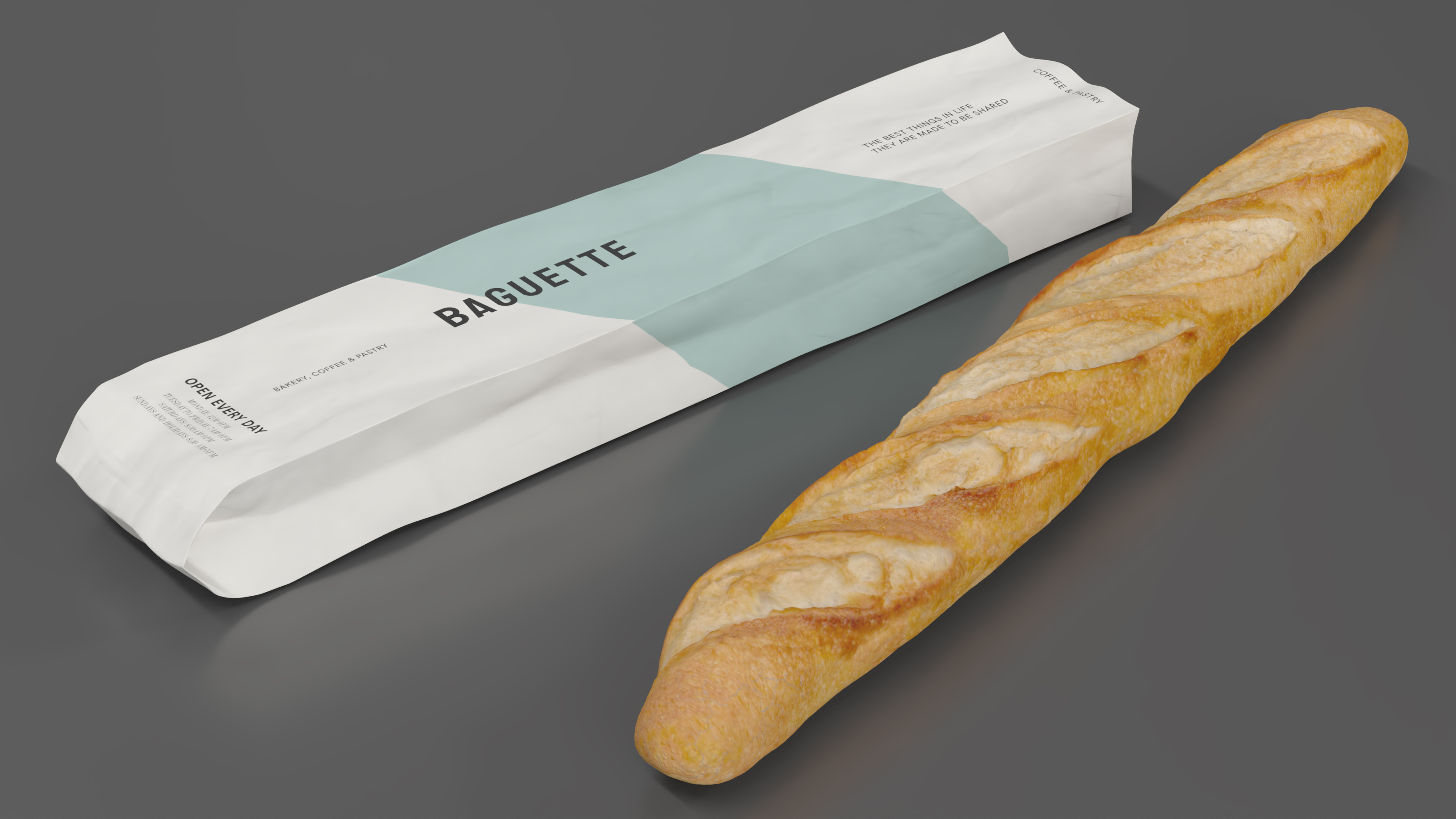 Baguette Bread Paper Bag 3D model