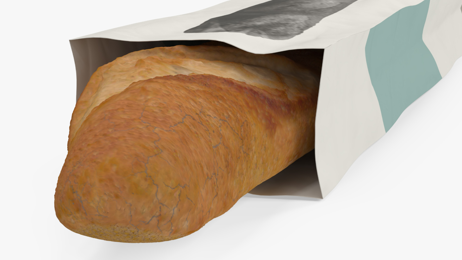 Baguette Bread Paper Bag 3D model