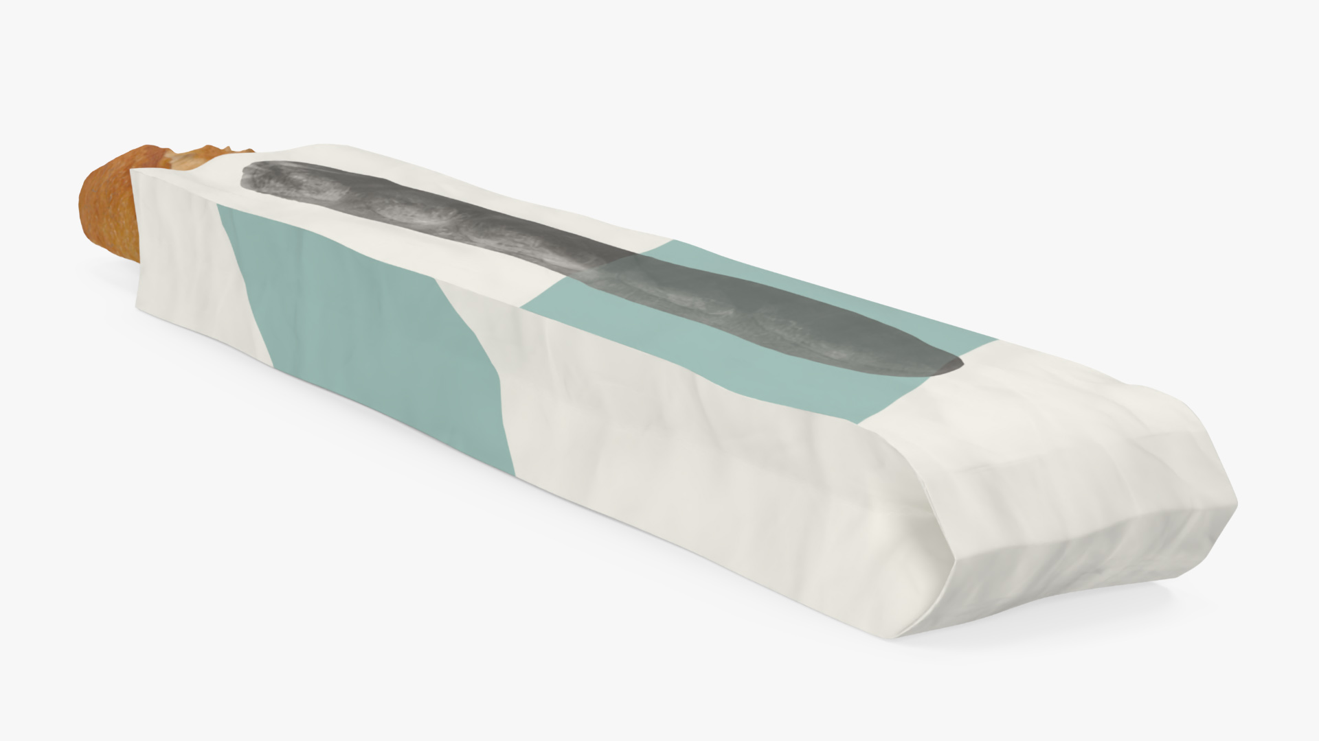 Baguette Bread Paper Bag 3D model