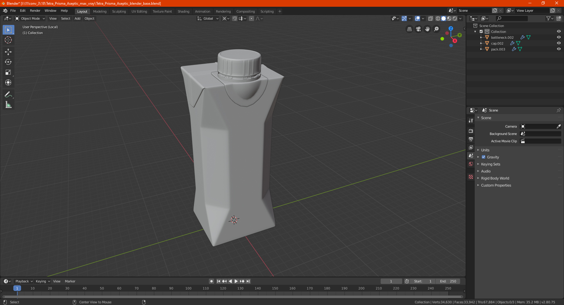 3D model Tetra Prisma Aseptic