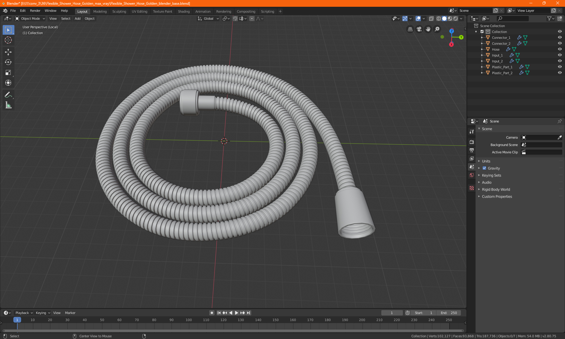 3D Shower Hose Chrome model
