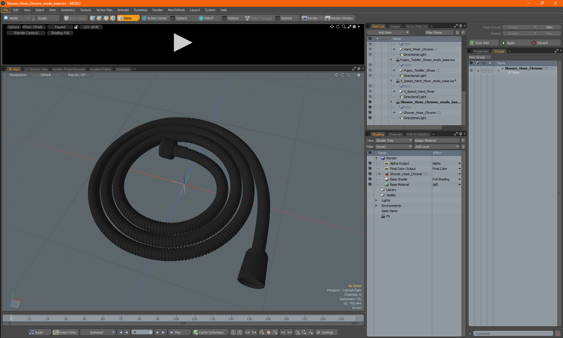 3D Shower Hose Chrome model
