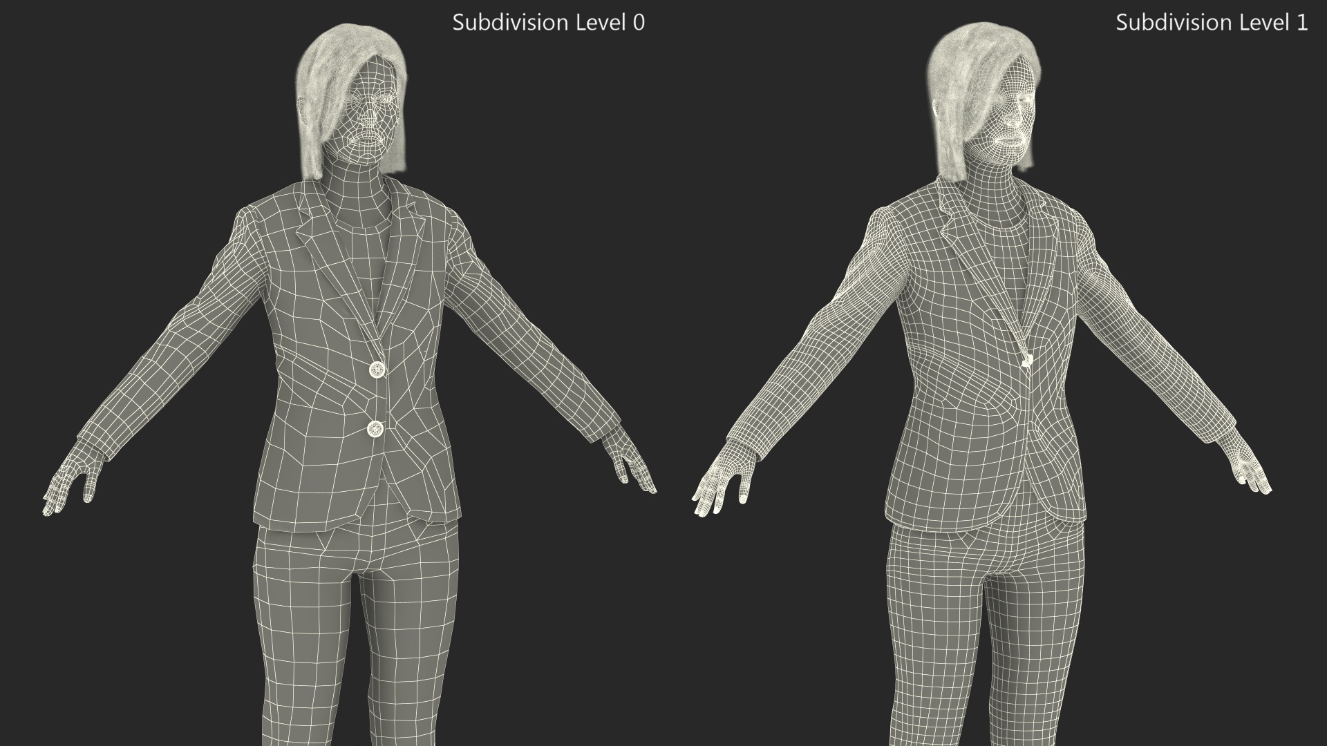 Professional Businesswoman A-Pose Fur 3D