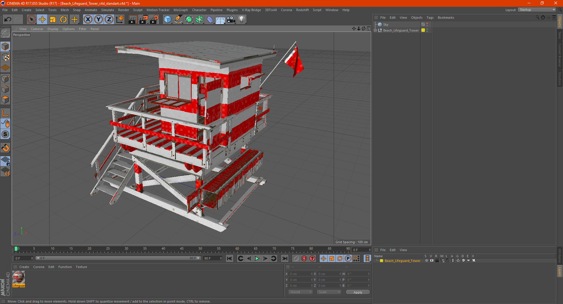 3D Beach Lifeguard Tower