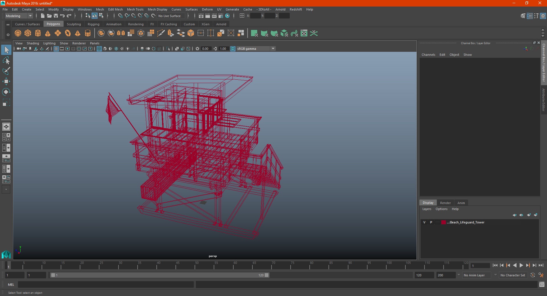 3D Beach Lifeguard Tower