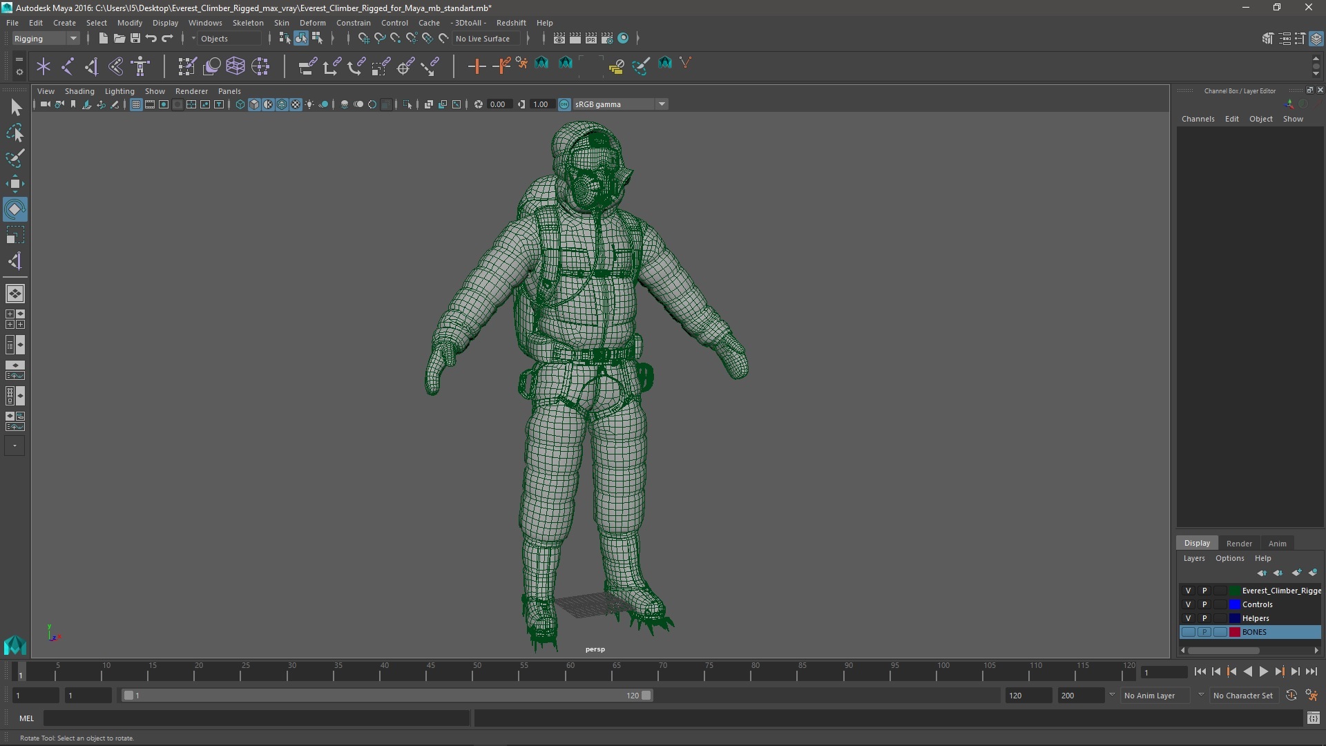 3D Everest Climber Rigged for Maya