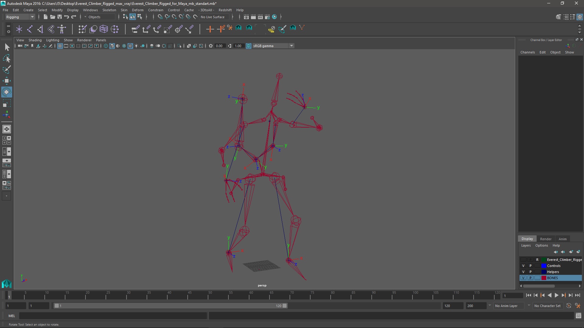 3D Everest Climber Rigged for Maya